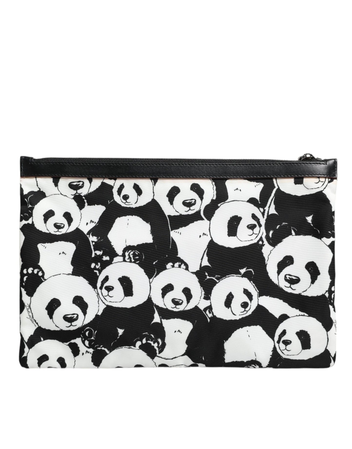 Dolce & Gabbana Schwarz-weißes Panda-Muster Clutch Pouch Tasche
