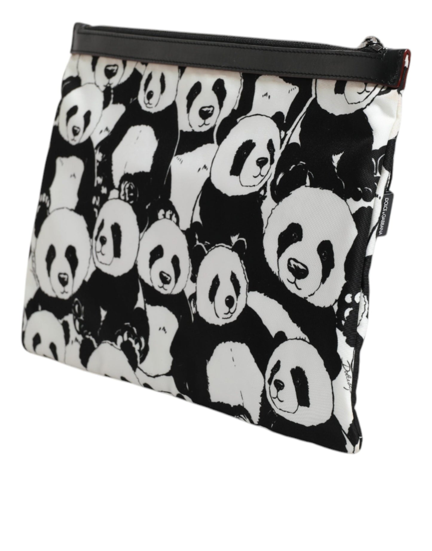 Dolce & Gabbana Schwarz-weißes Panda-Muster Clutch Pouch Tasche