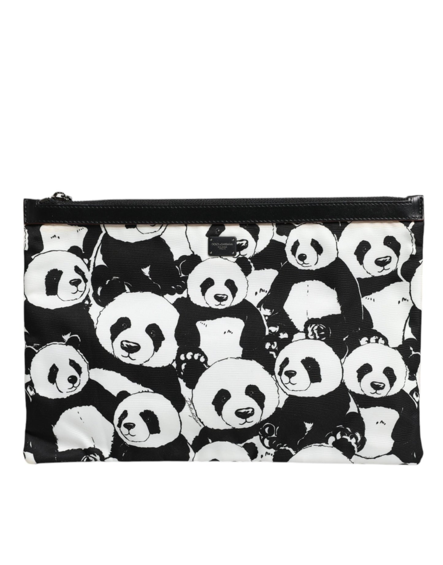 Dolce & Gabbana Schwarz-weißes Panda-Muster Clutch Pouch Tasche