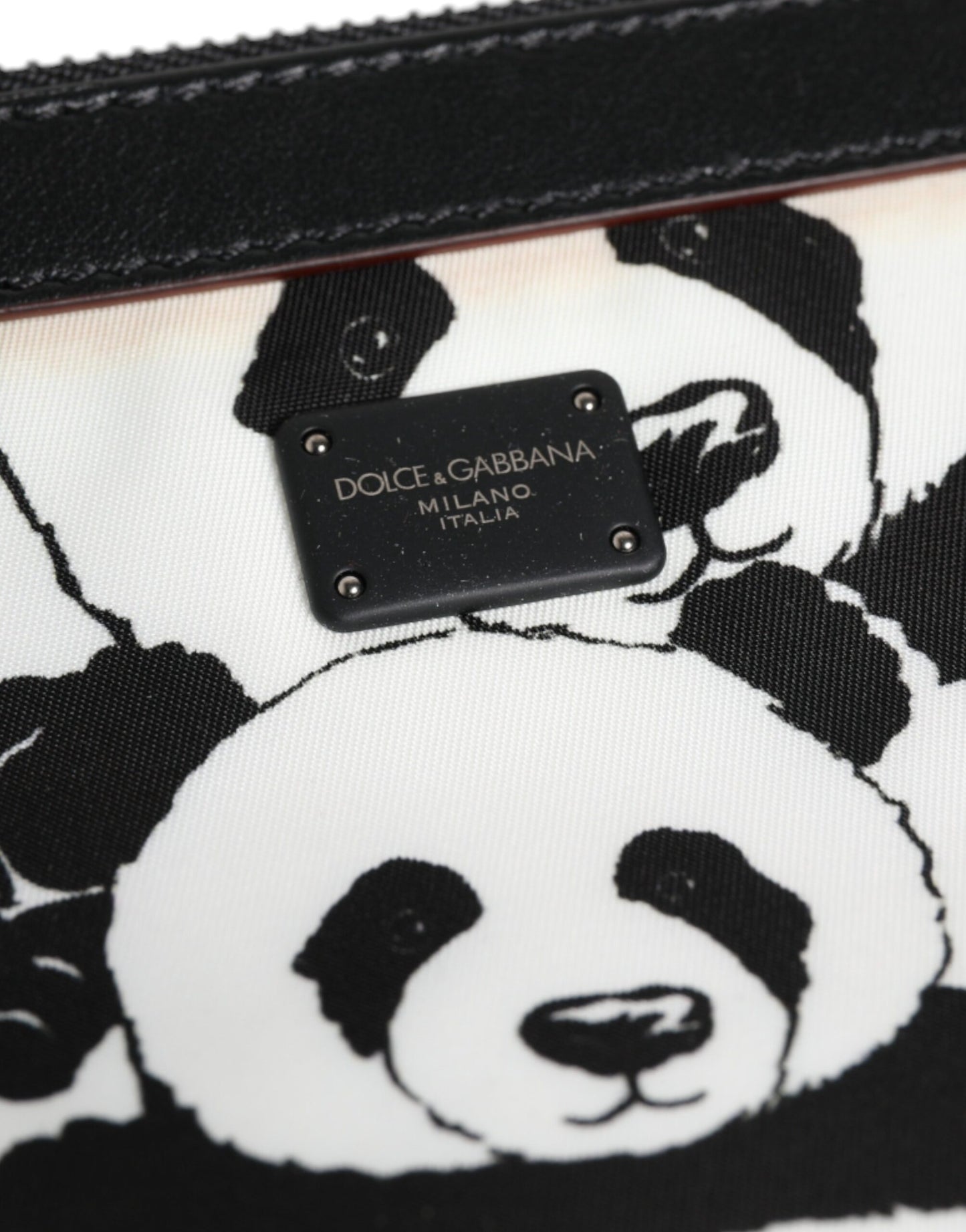 Dolce & Gabbana Schwarz-weißes Panda-Muster Clutch Pouch Tasche