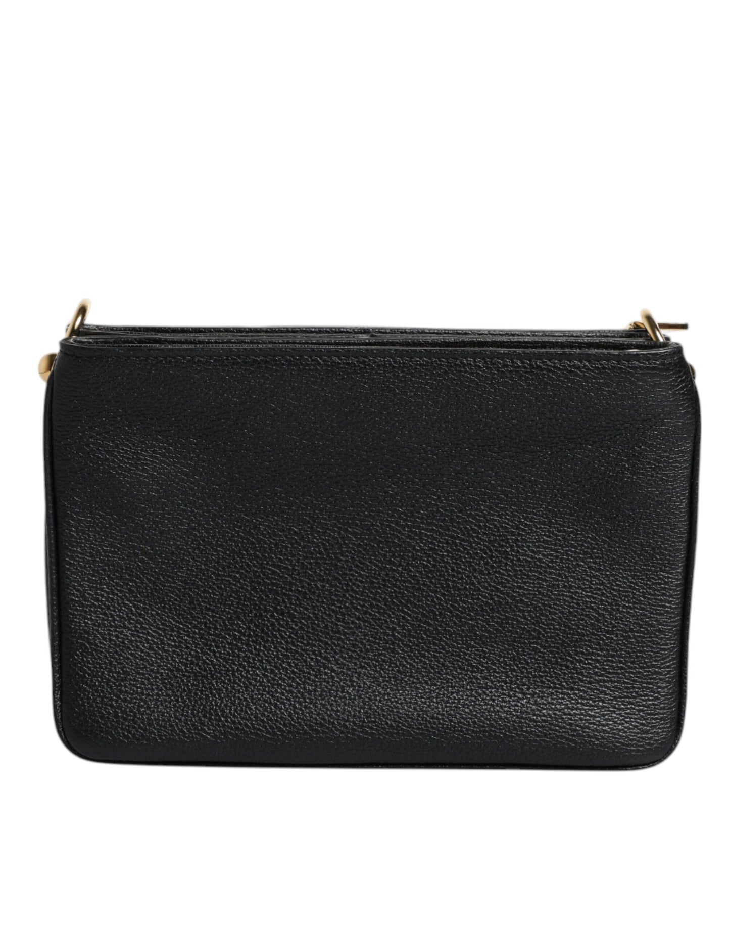 Dolce & Gabbana Schwarzes Narbenleder Logo-Plakette Clutch Bag