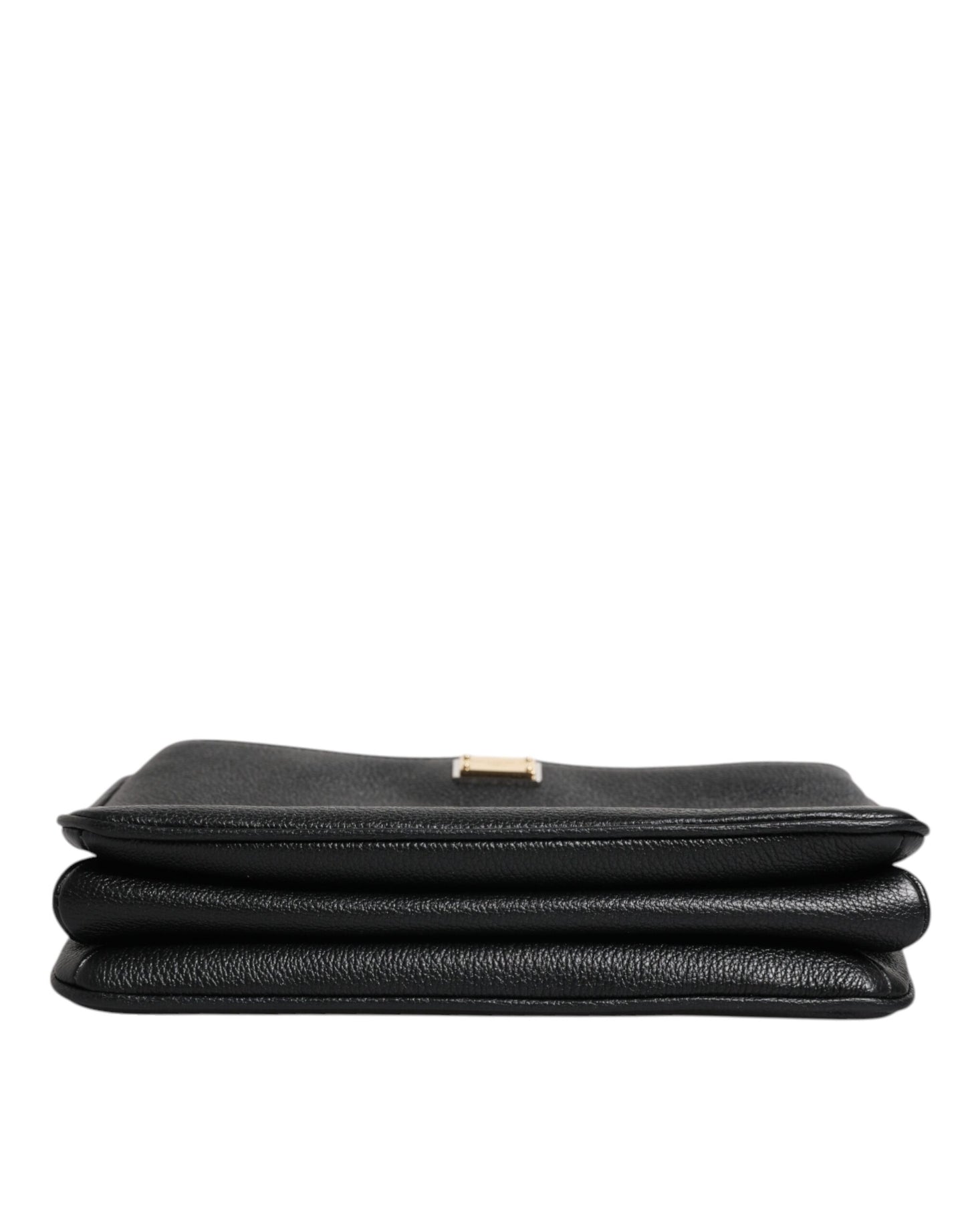 Dolce & Gabbana Schwarzes Narbenleder Logo-Plakette Clutch Bag