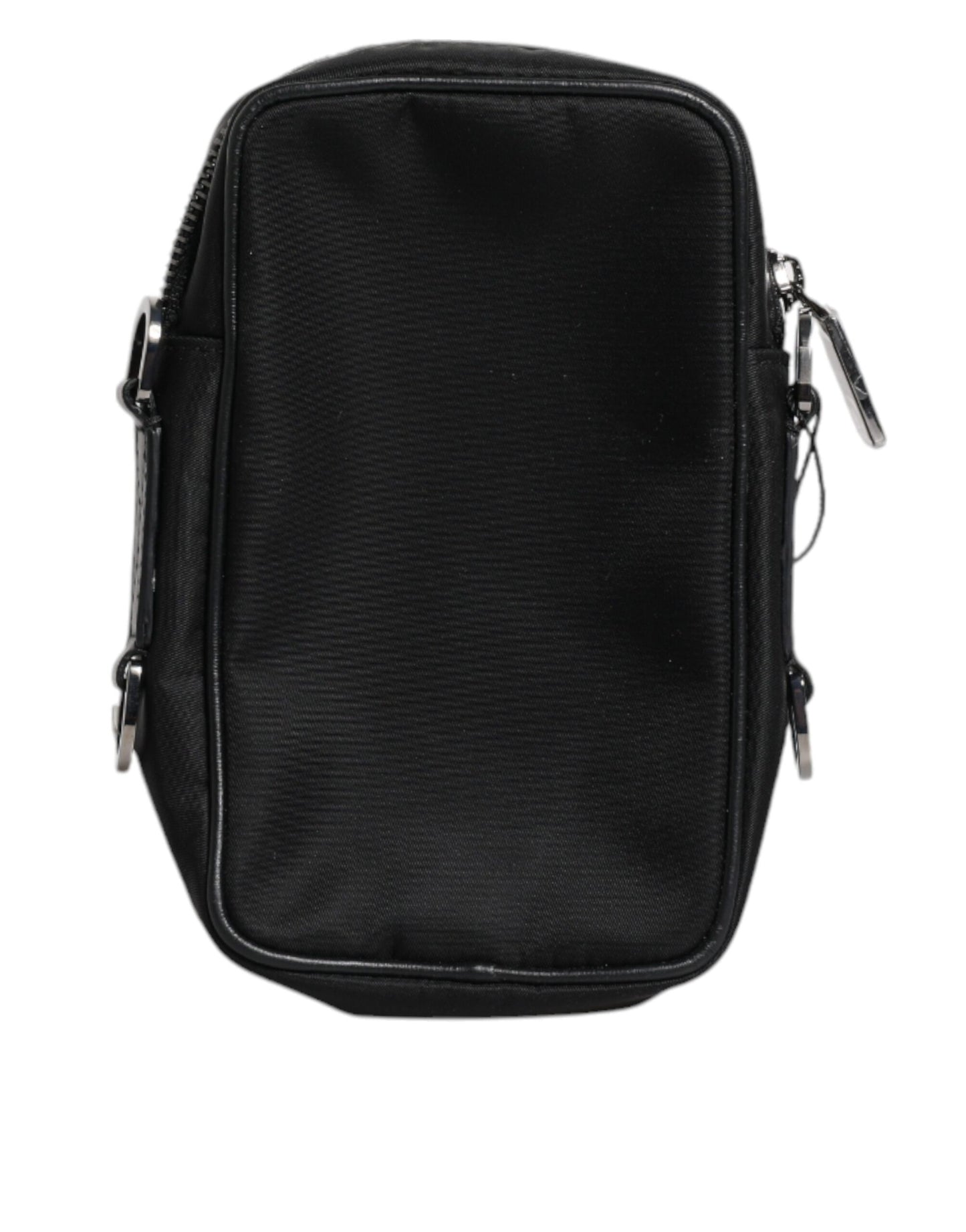 Dolce & Gabbana Schwarzes Narbenleder Logo-Plakette Clutch Bag