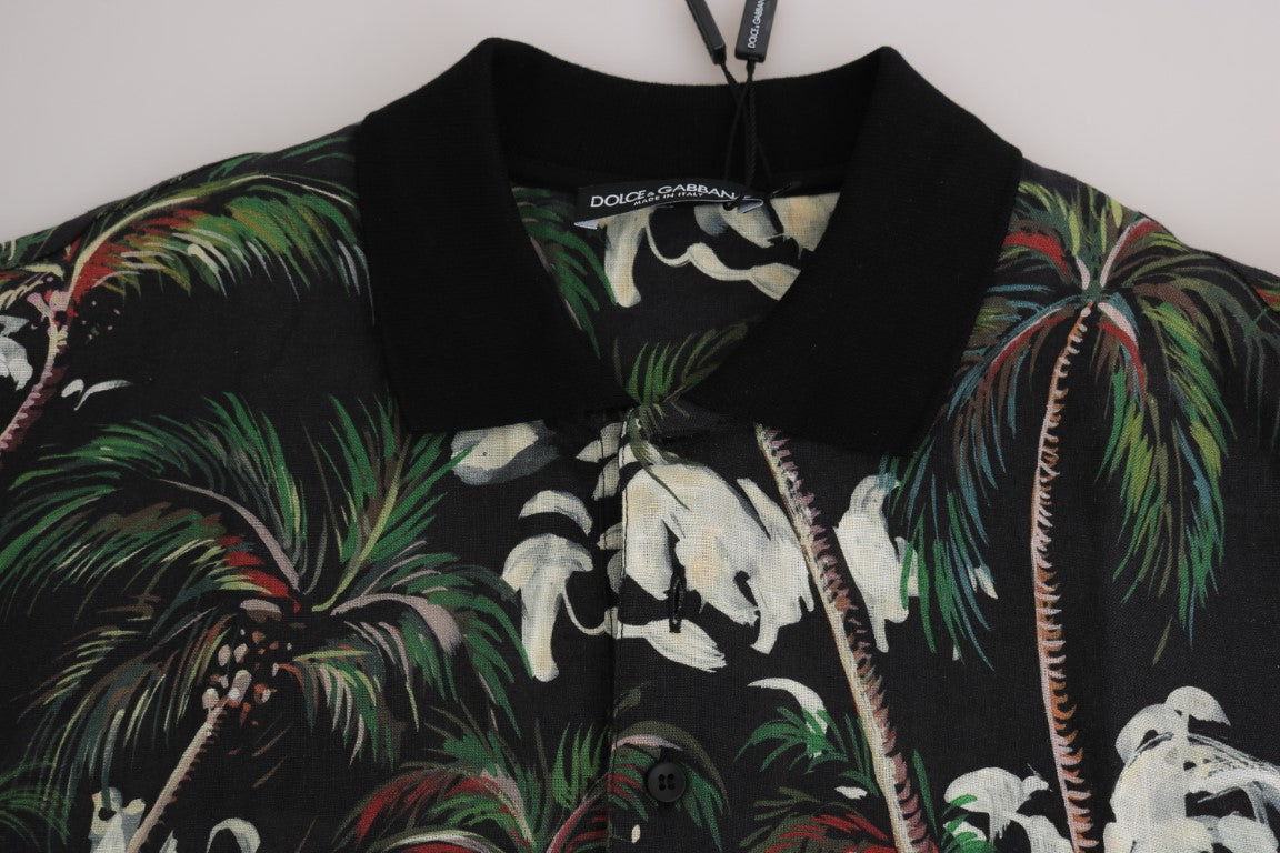 Dolce & Gabbana Schwarzes Vulkan Sizilien Kurzarm T-Shirt