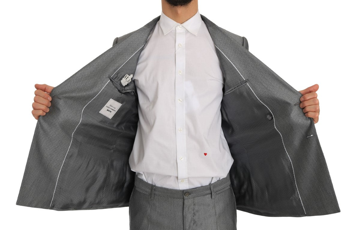 Dolce & Gabbana Schwarzer Stretch Crystal Bee Slim Fit Anzug