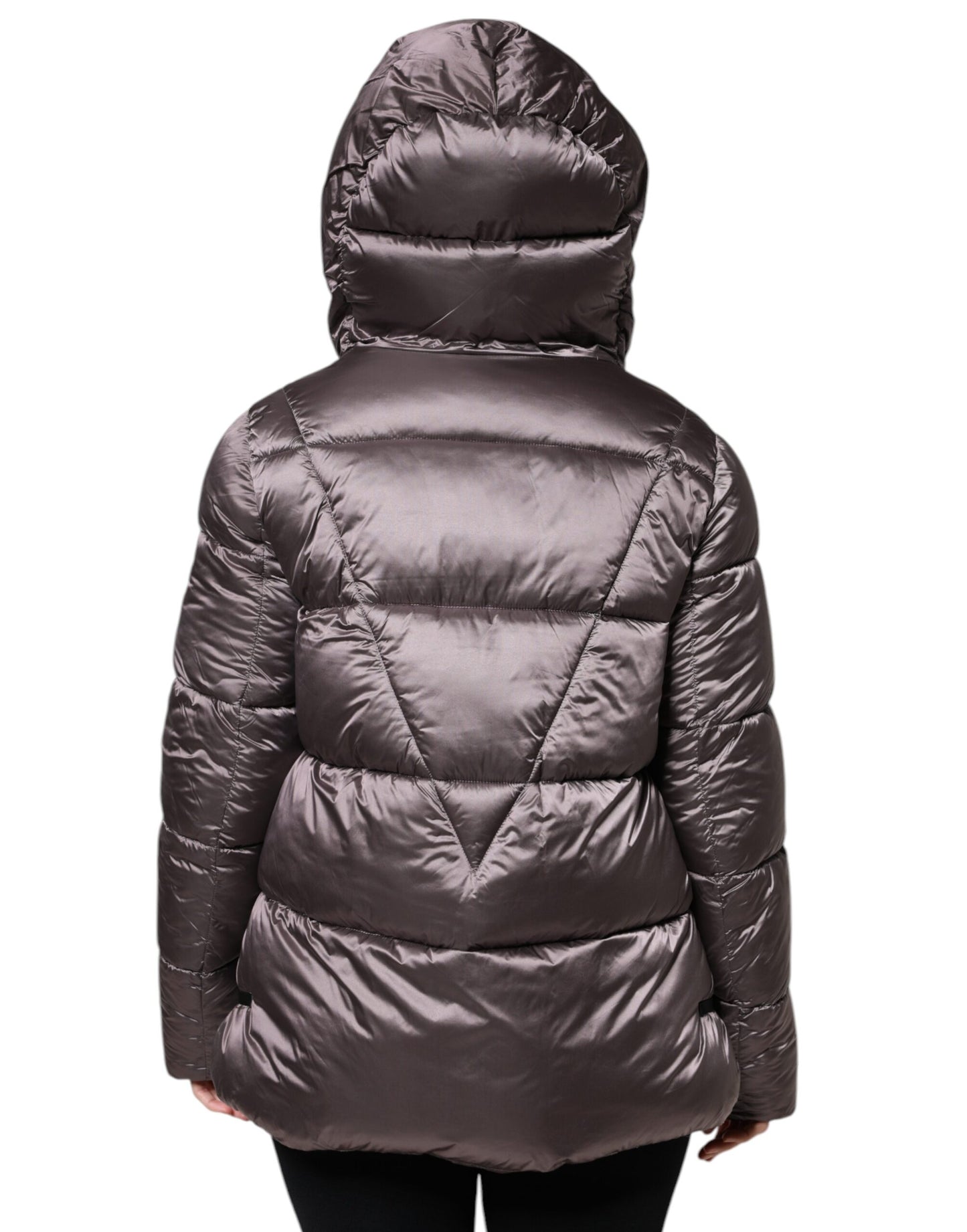 Scervino Street Violett Puffer gesteppt mit Kapuze Frauen Mantel Jacke