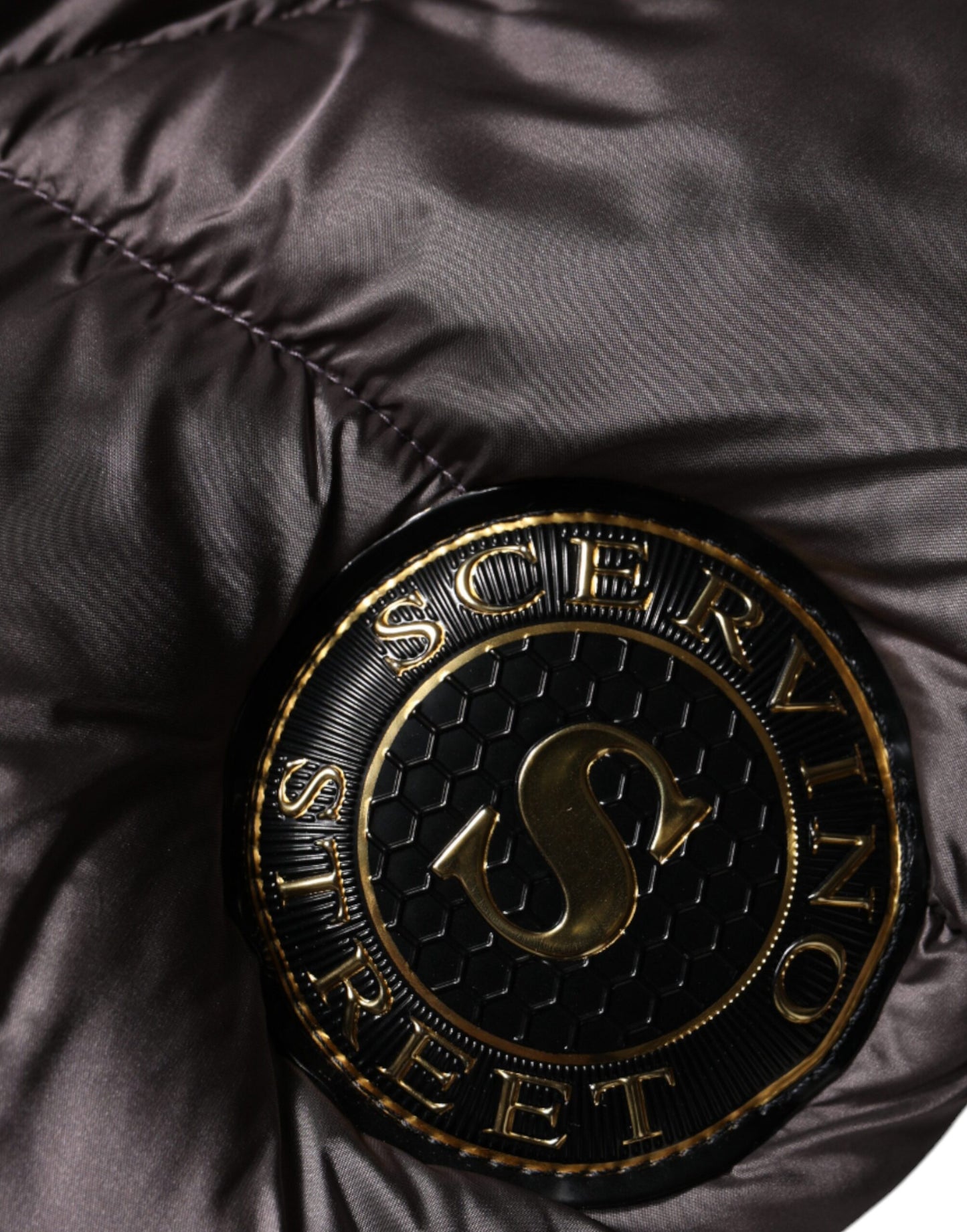 Scervino Street Violett Puffer gesteppt mit Kapuze Frauen Mantel Jacke