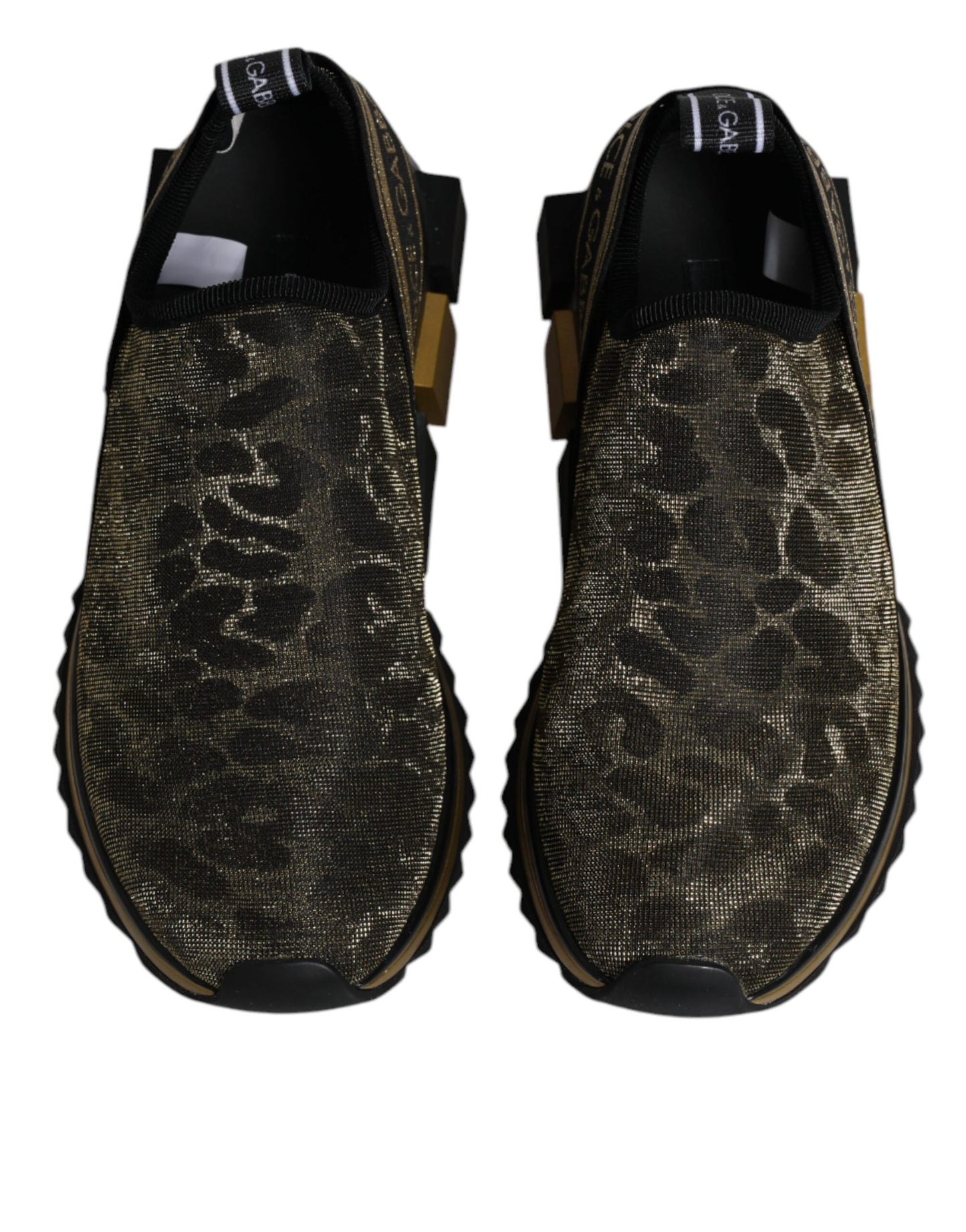 Dolce & Gabbana Gold Glitter Leopard Sorrento Sneakers Schuhe