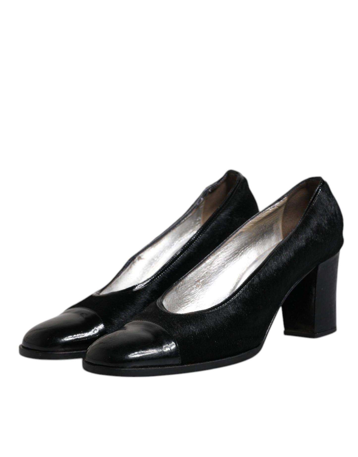Dolce & Gabbana Schwarz Leder Blockabsatz Pumps Schuhe