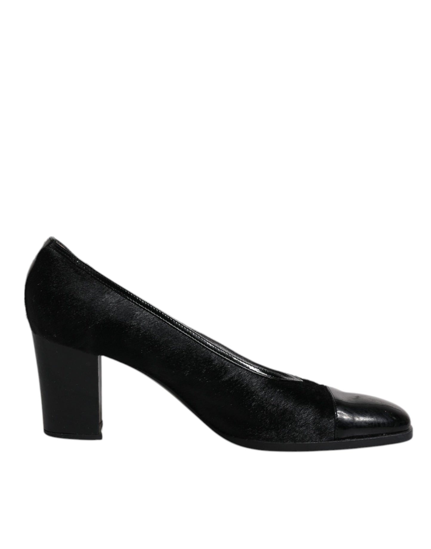 Dolce & Gabbana Schwarz Leder Blockabsatz Pumps Schuhe