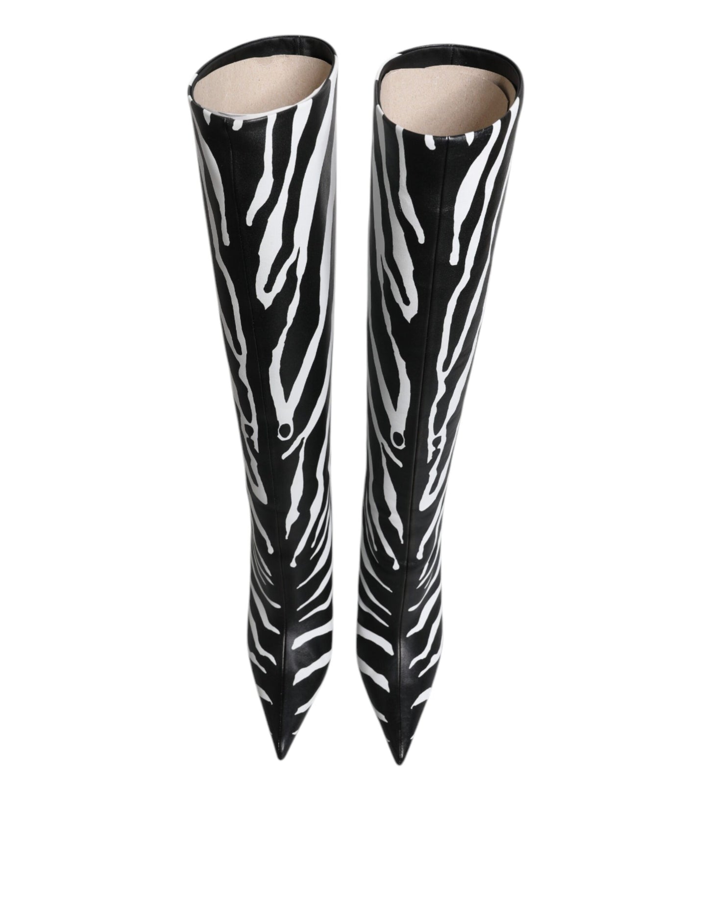 Dolce & Gabbana Schwarz Weiß Zebra Absätze Hohe Stiefel Schuhe