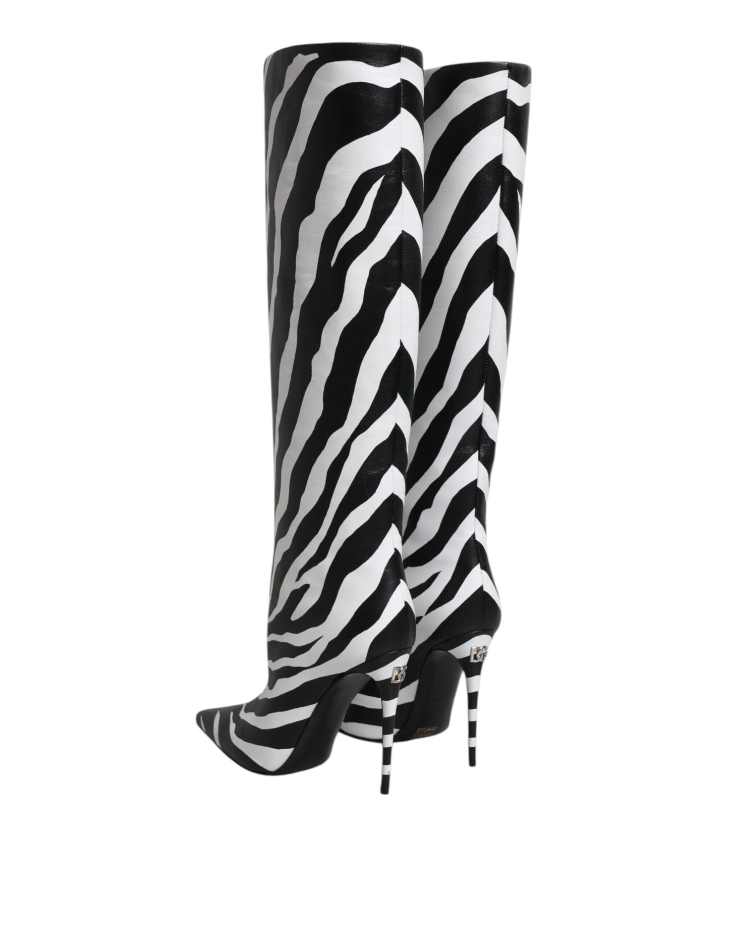 Dolce & Gabbana Schwarz Weiß Zebra Absätze Hohe Stiefel Schuhe