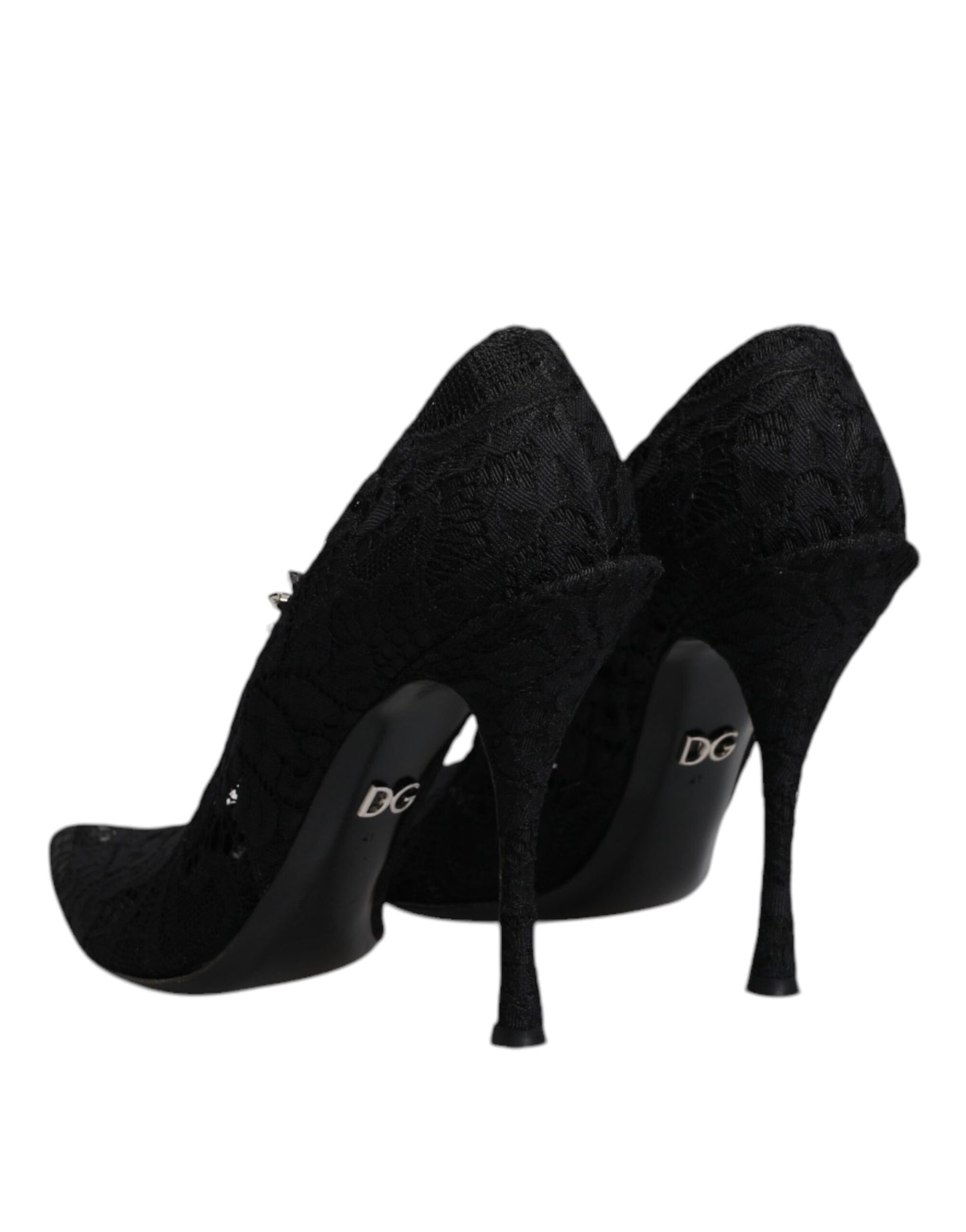 Dolce & Gabbana Schwarz Spitze Kristalle Mary Jane Pumps Schuhe