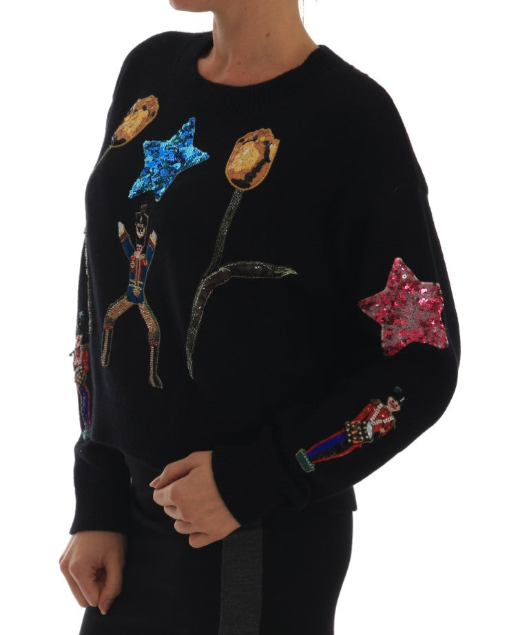 Dolce & Gabbana Fairy Tale Crystal Schwarzer Kaschmirpullover