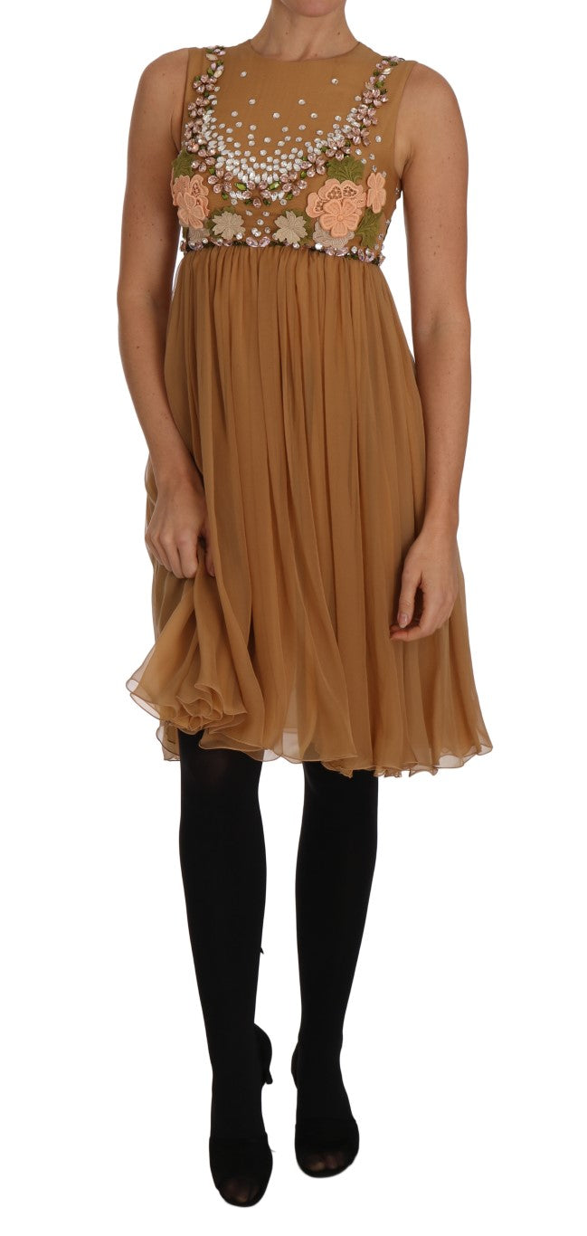 Dolce & Gabbana A-Linien-Kleid aus goldener Kristallseide