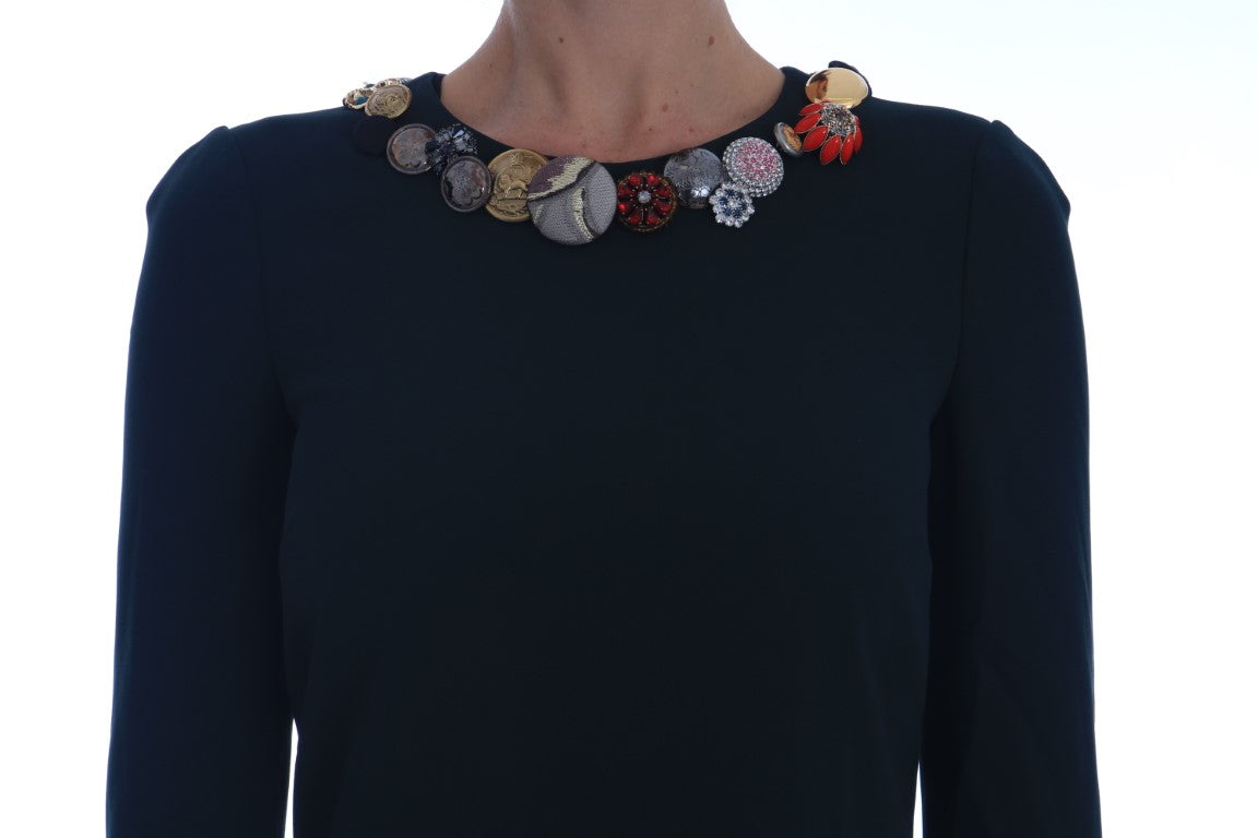 Dolce & Gabbana Kristallgrünes kurzes Stretch-Kleid in A-Linie