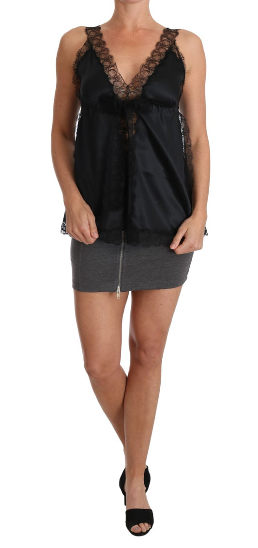 Dolce & Gabbana Dessous Cami Schwarz Spitze Seide Stretch