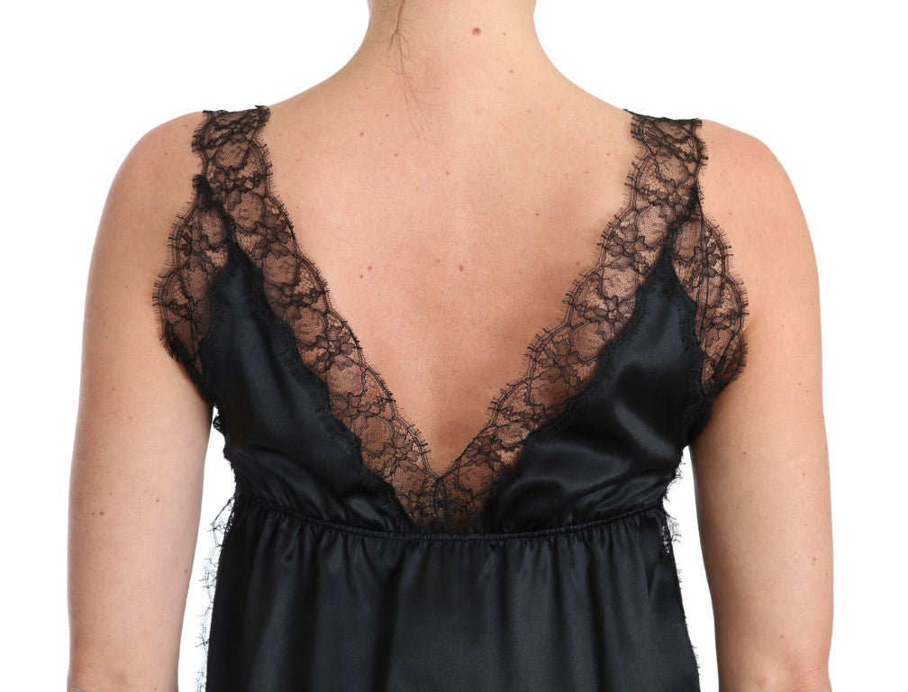 Dolce & Gabbana Dessous Cami Schwarz Spitze Seide Stretch