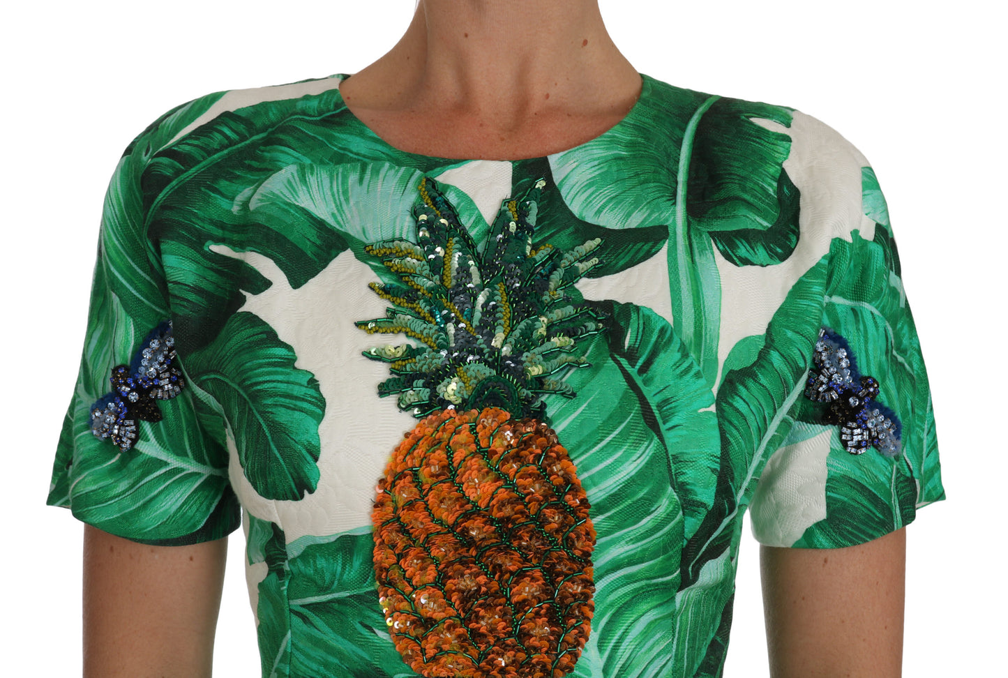 Dolce & Gabbana A-Linie Bananenblatt-Ananas-Kristallkleid