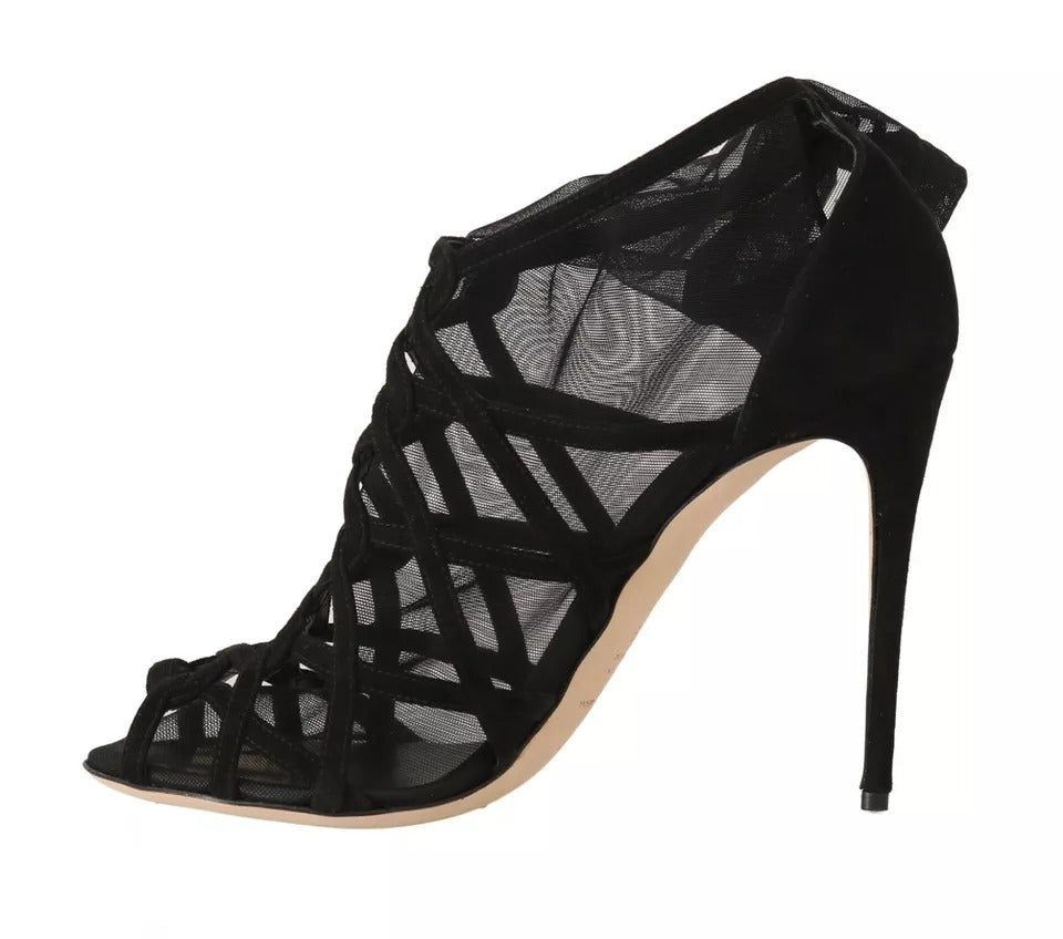 Dolce & Gabbana Schwarz Wildleder Stilettos Booties Socken Schuhe