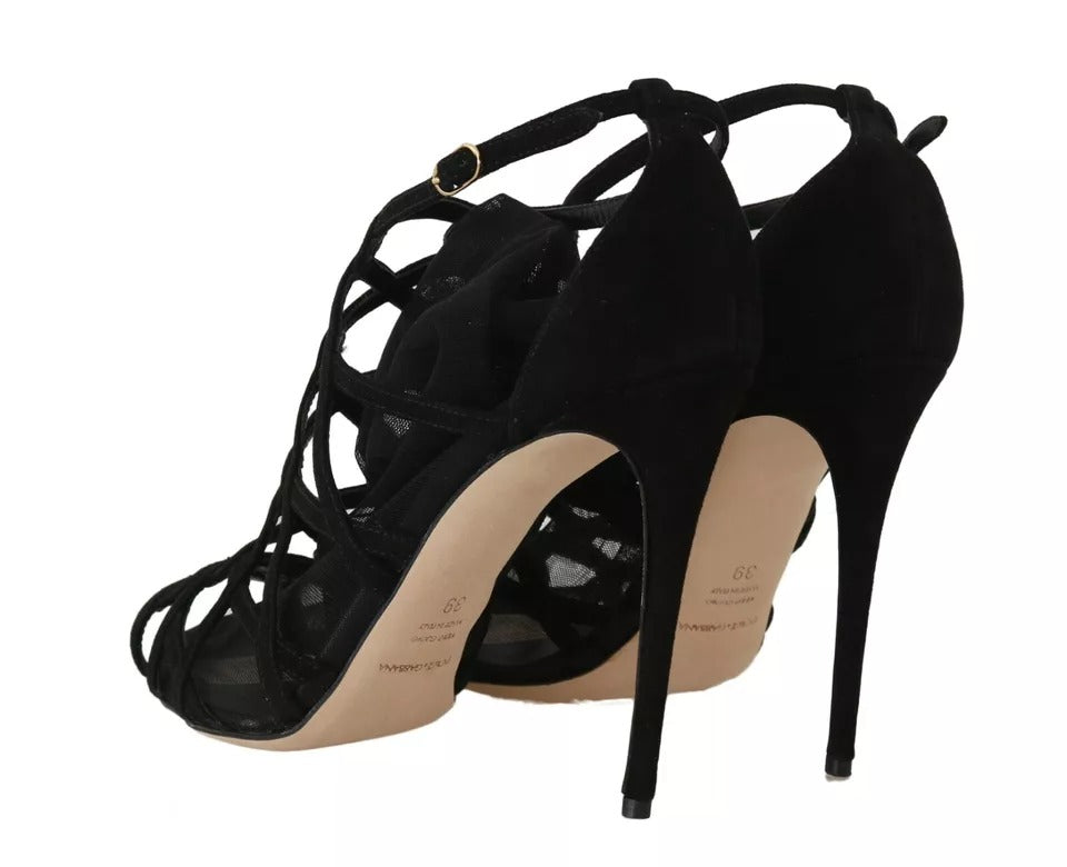 Dolce & Gabbana Schwarz Wildleder Stilettos Booties Socken Schuhe