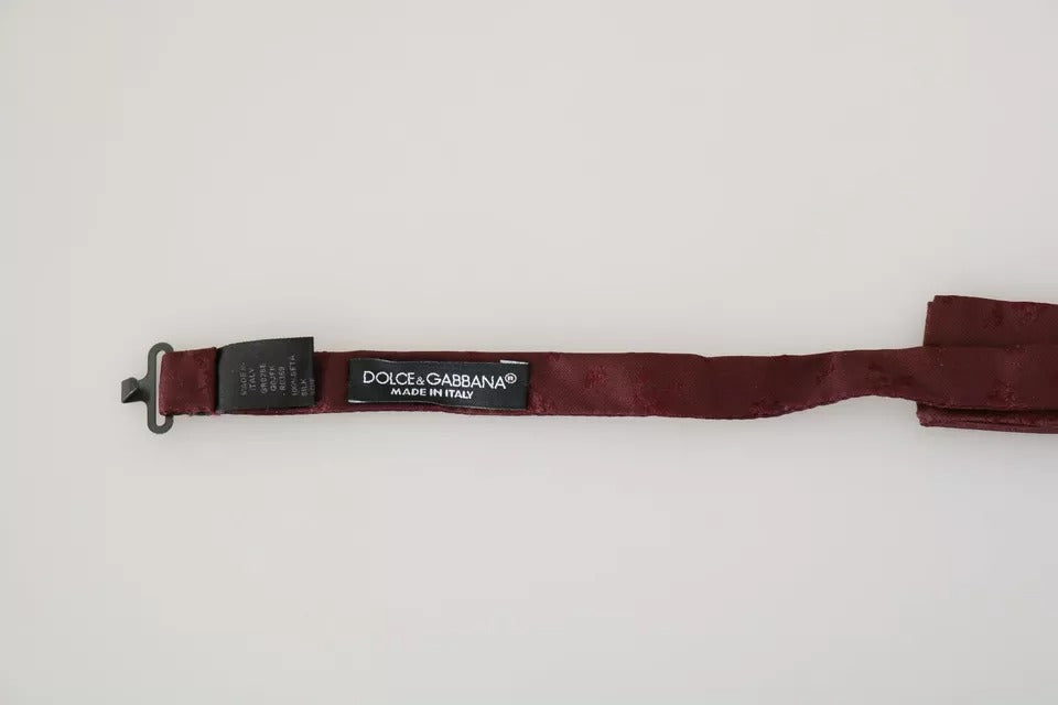 Dolce & Gabbana Bordeaux Seide Floral Faille Verstellbare Fliege