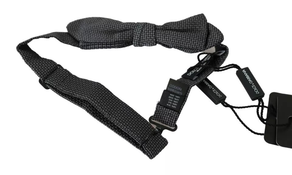 Dolce & Gabbana Graue Seidenkrawatte gemustert Herrenkrawatte Fliege