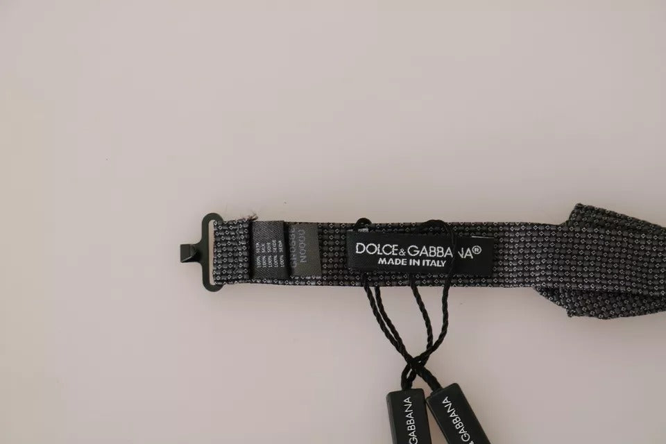 Dolce & Gabbana Graue Seidenkrawatte gemustert Herrenkrawatte Fliege