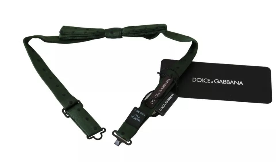 Dolce & Gabbana Grüne Seidenkrawatte gepunktet Herren Krawatte Fliege