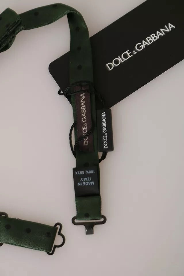 Dolce & Gabbana Grüne Seidenkrawatte gepunktet Herren Krawatte Fliege