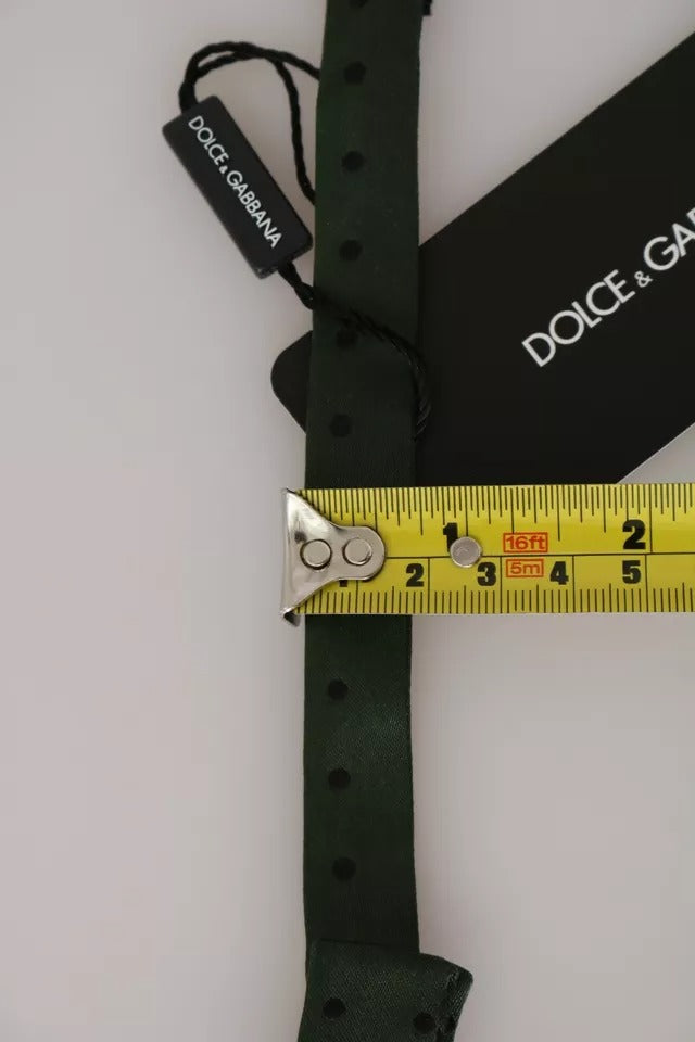 Dolce & Gabbana Grüne Seidenkrawatte gepunktet Herren Krawatte Fliege