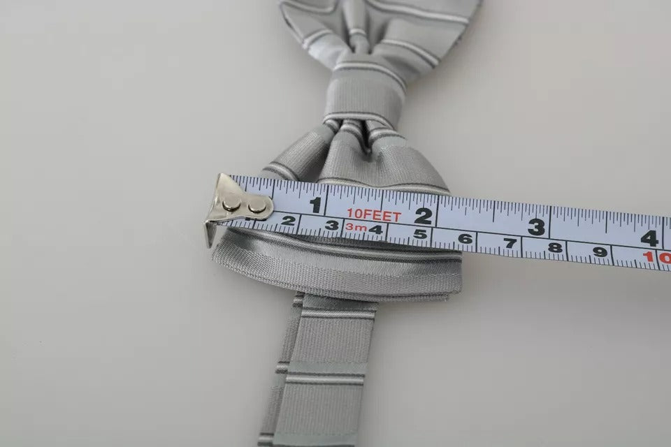 Dolce & Gabbana Hellgraues Futter Verstellbare Schmetterlingsfliege für den Hals