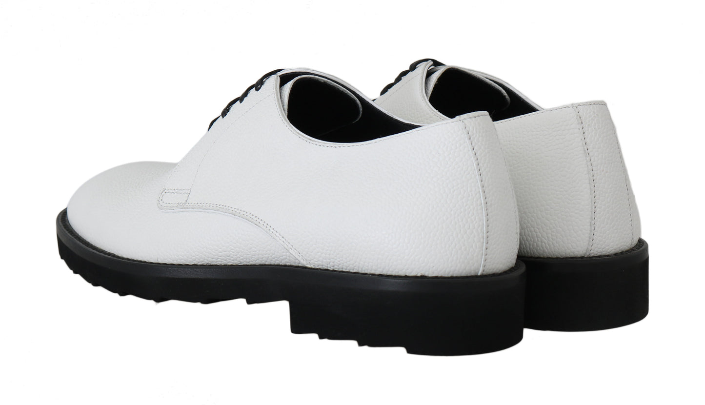 Dolce & Gabbana Weiße Leder Derby Kleid Formelle Schuhe