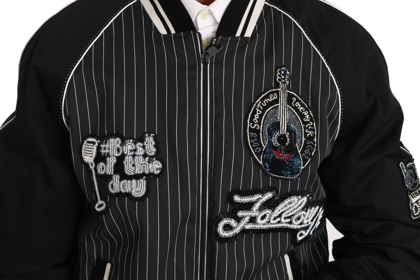 Dolce & Gabbana Schwarze DD58 SG62 Paillettenbesetzte Perlenjacke