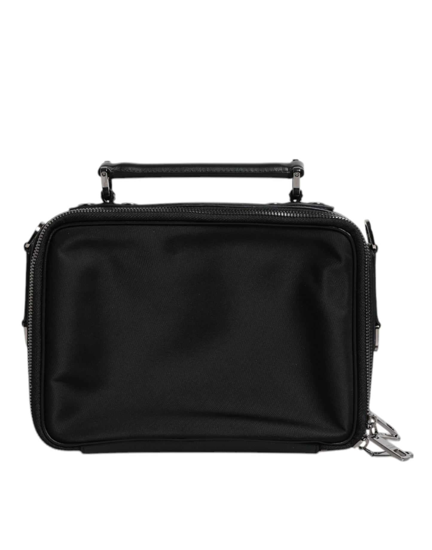 Dolce & Gabbana Schwarze Nylon Leder Logo Top Handle Crossbody Tasche