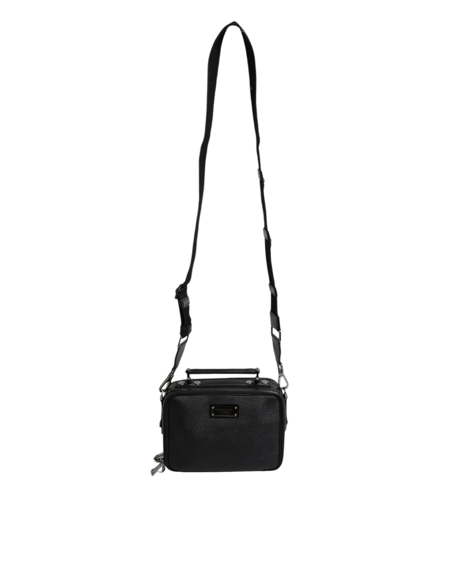 Dolce & Gabbana Schwarze Nylon Leder Logo Top Handle Crossbody Tasche