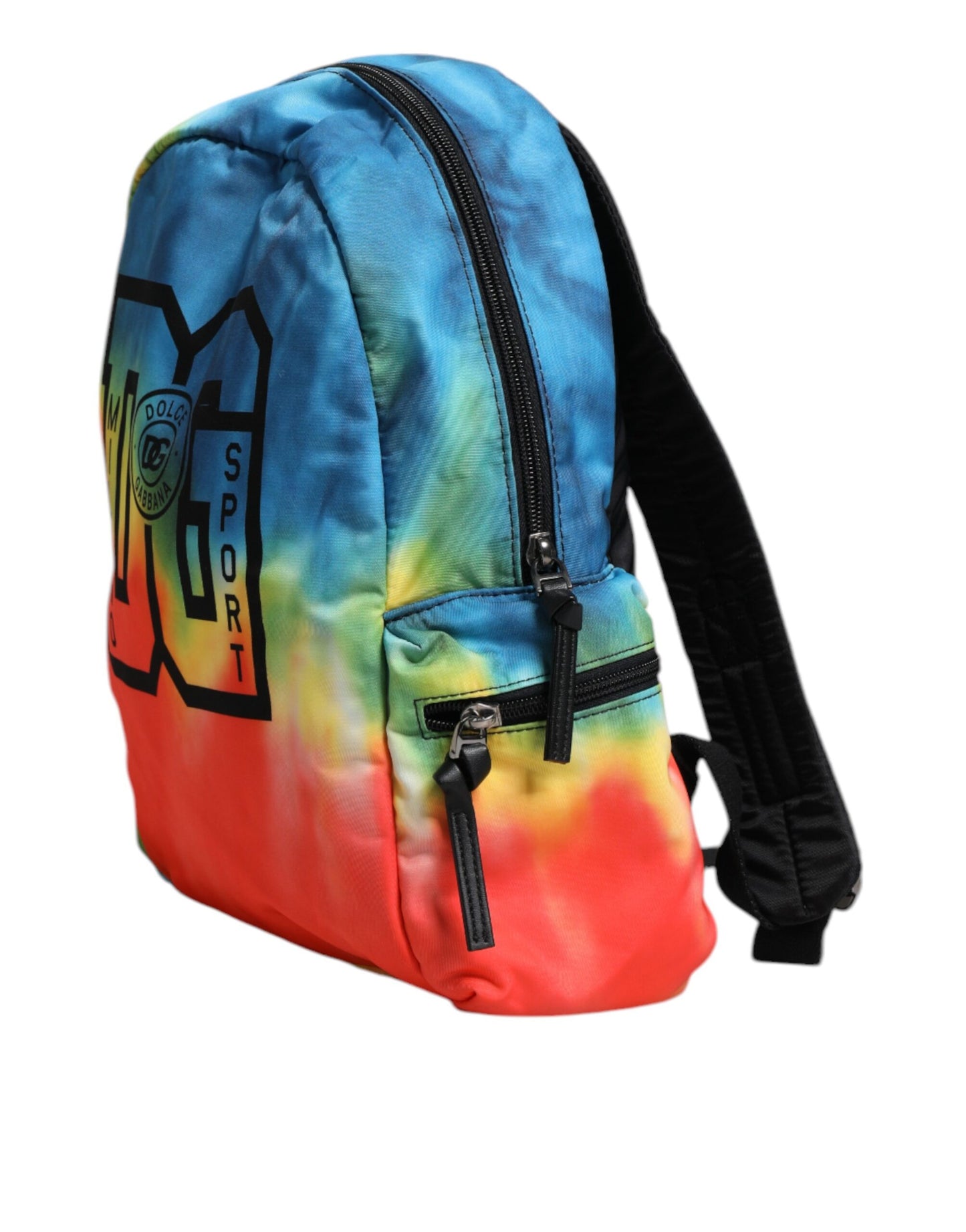 Dolce & Gabbana Multicolor Tie Dye Nylon Logo Print Kinder Rucksack Tasche