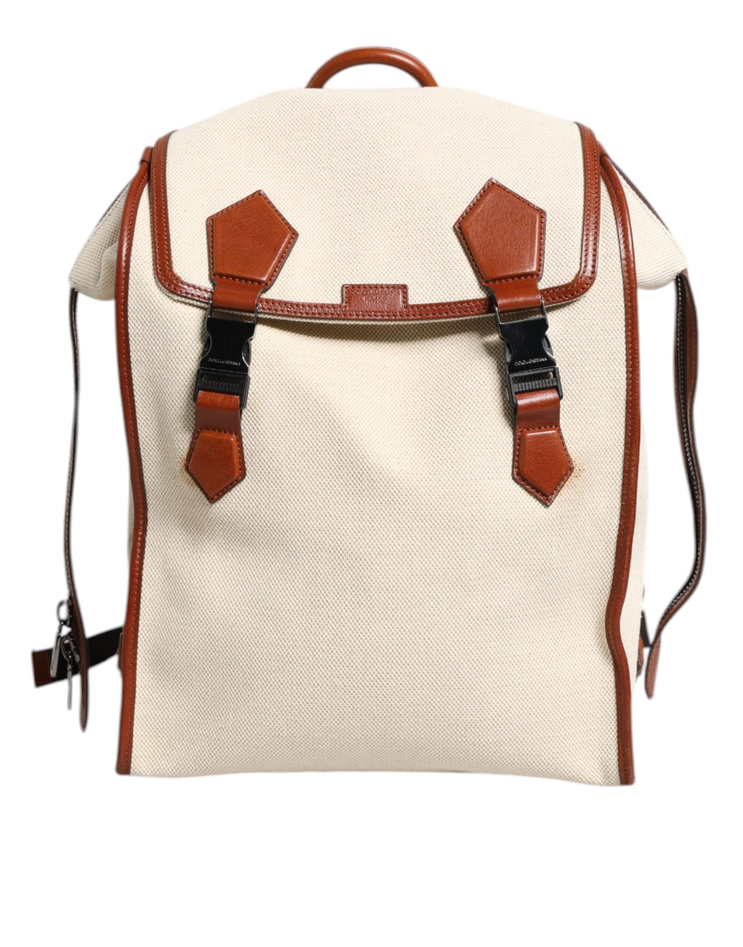 Dolce & Gabbana Beige Braun Canvas Leder Travel Back Pack Tasche