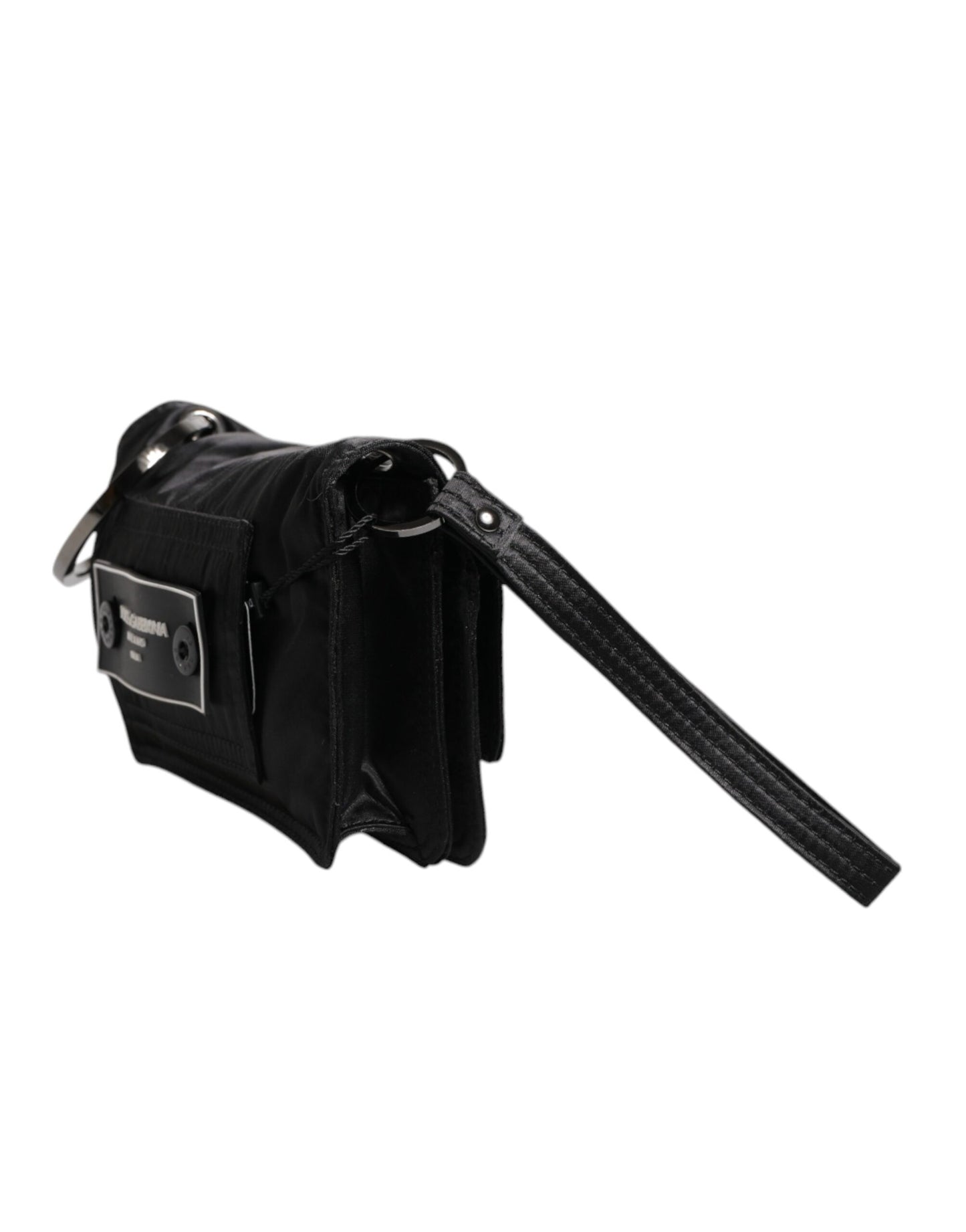 Dolce & Gabbana Schwarze Stoff Logo Two Way Clutch Crossbody Tasche