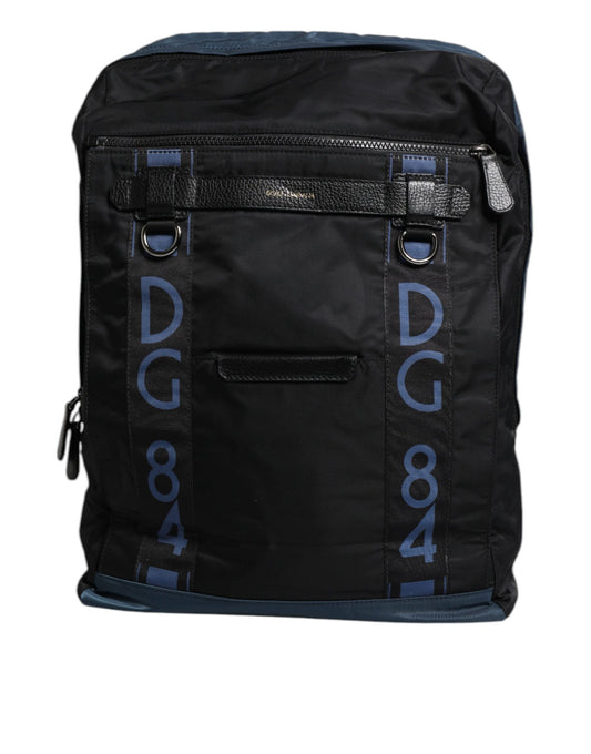 Dolce & Gabbana Schwarzer Nylon DG Logo Schulrucksack Tasche