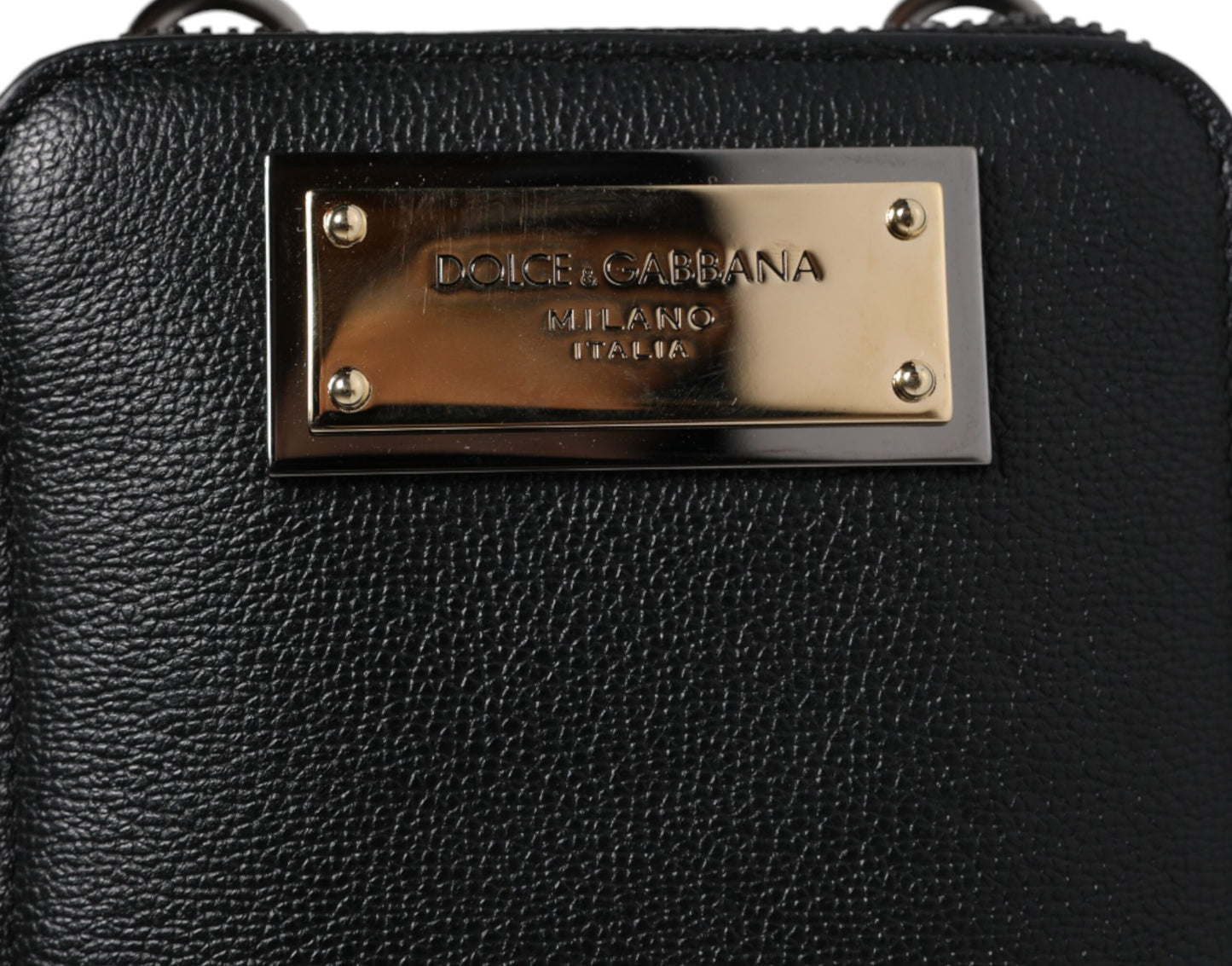 Dolce & Gabbana Schwarzes Leder Portemonnaie Crossbody Sling Phone Bag
