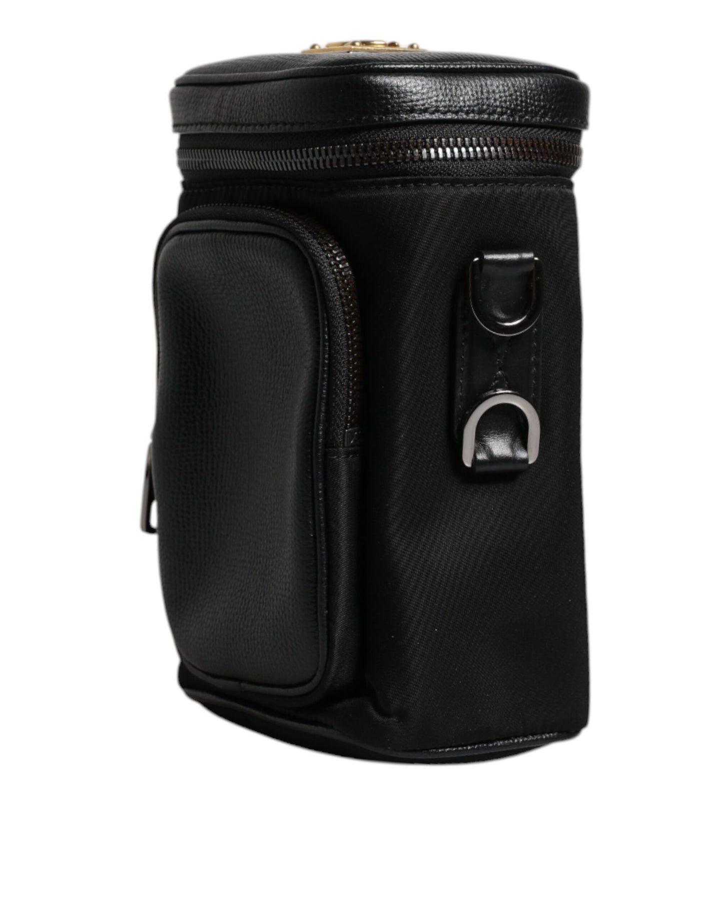 Dolce & Gabbana Schwarzes Leder Logo Geldbörse Crossbody Kameratasche