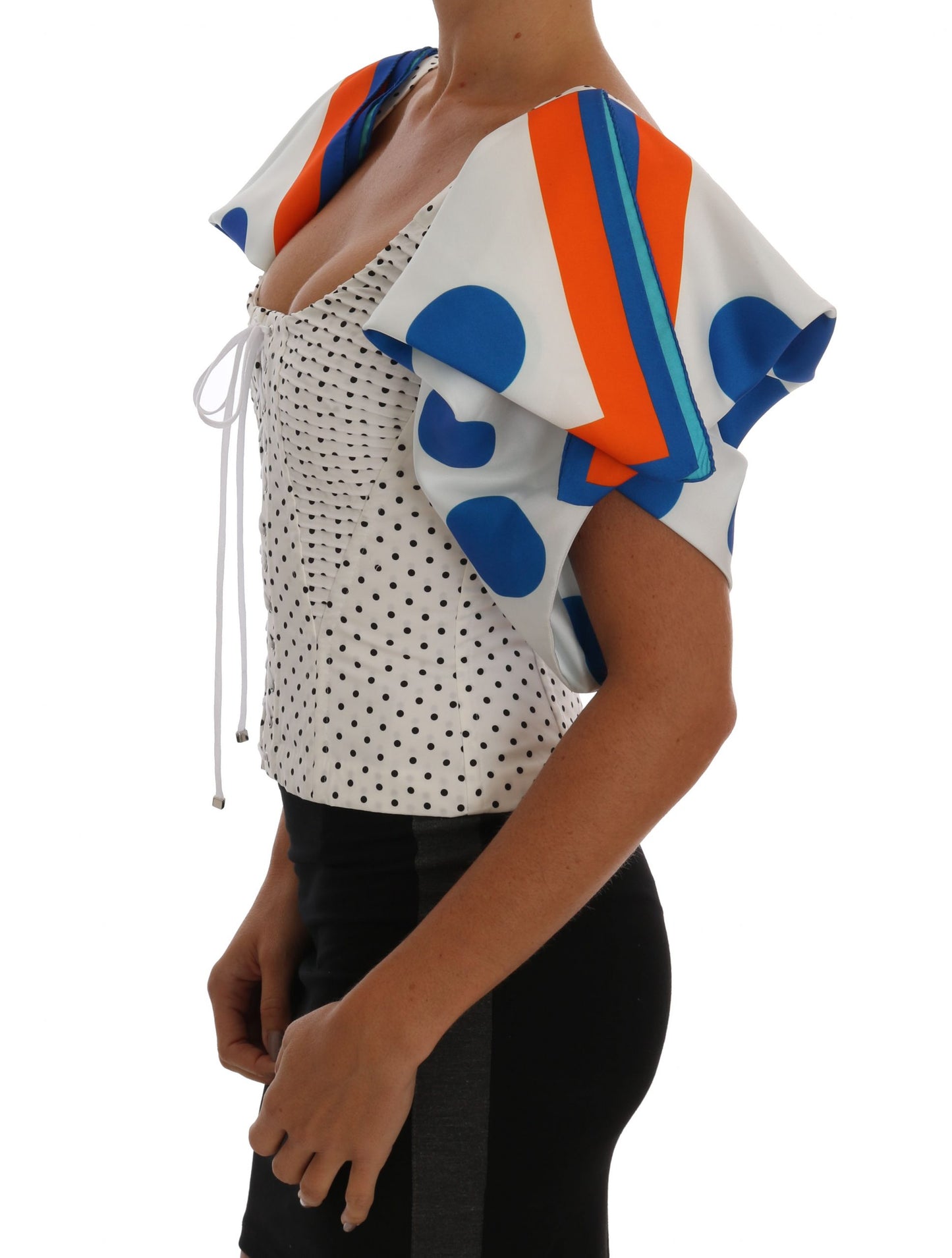 Dolce & Gabbana Weißes Polka-Seiden-Korsett-Bustier-Top