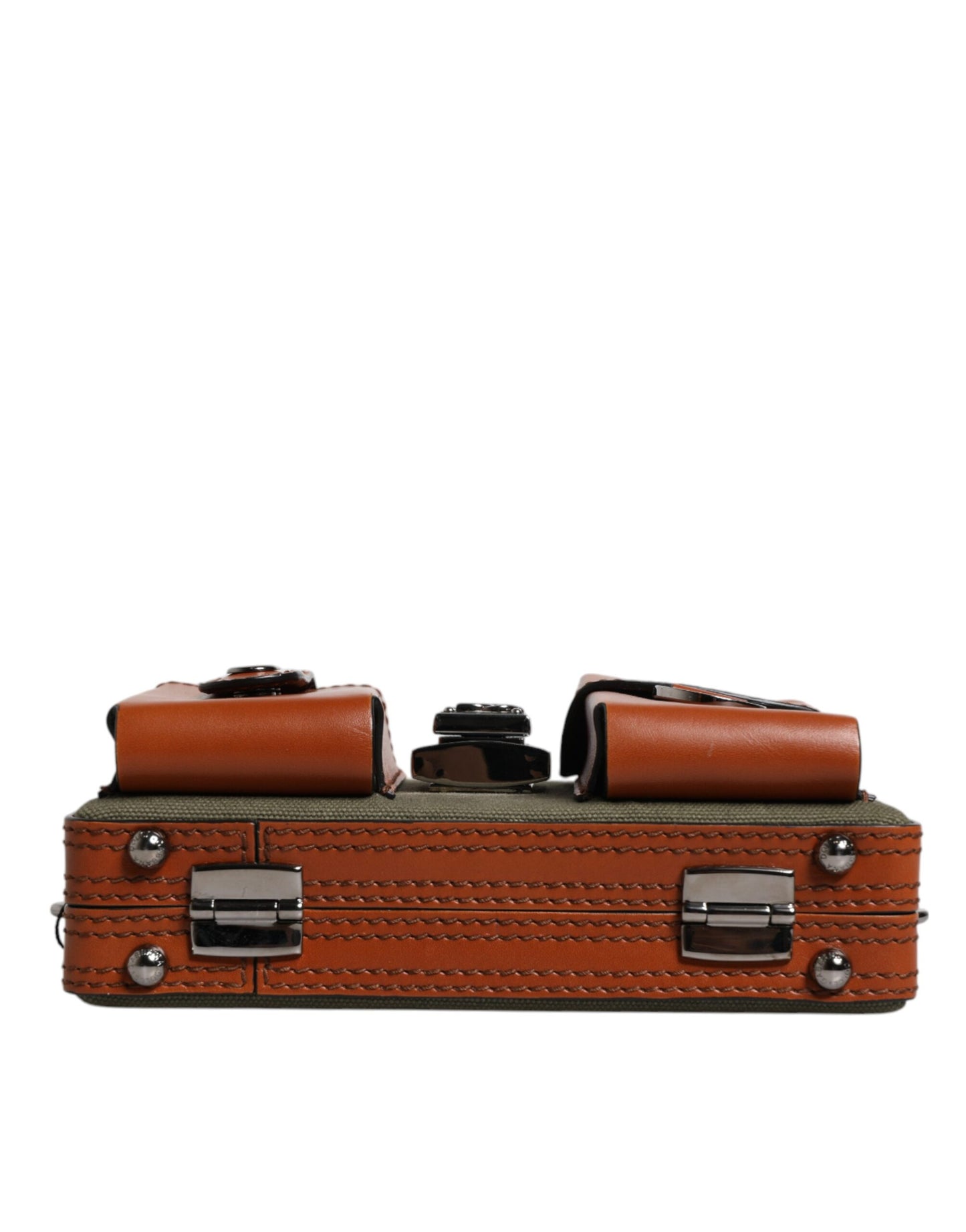 Dolce & Gabbana Grün Braun Leder Clutch Geldbeutel Tasche