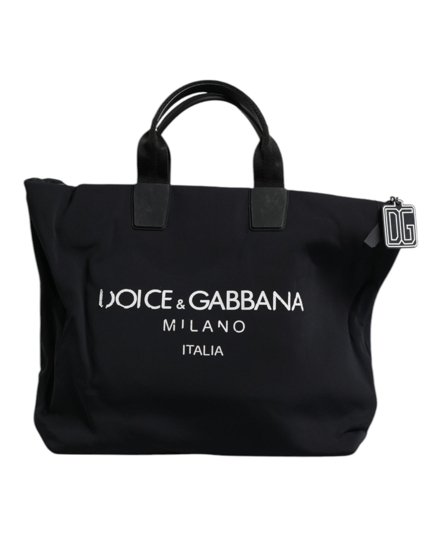 Dolce & Gabbana Schwarzer Canvas DG Logo Frauen Shopping Hand Tote Bag