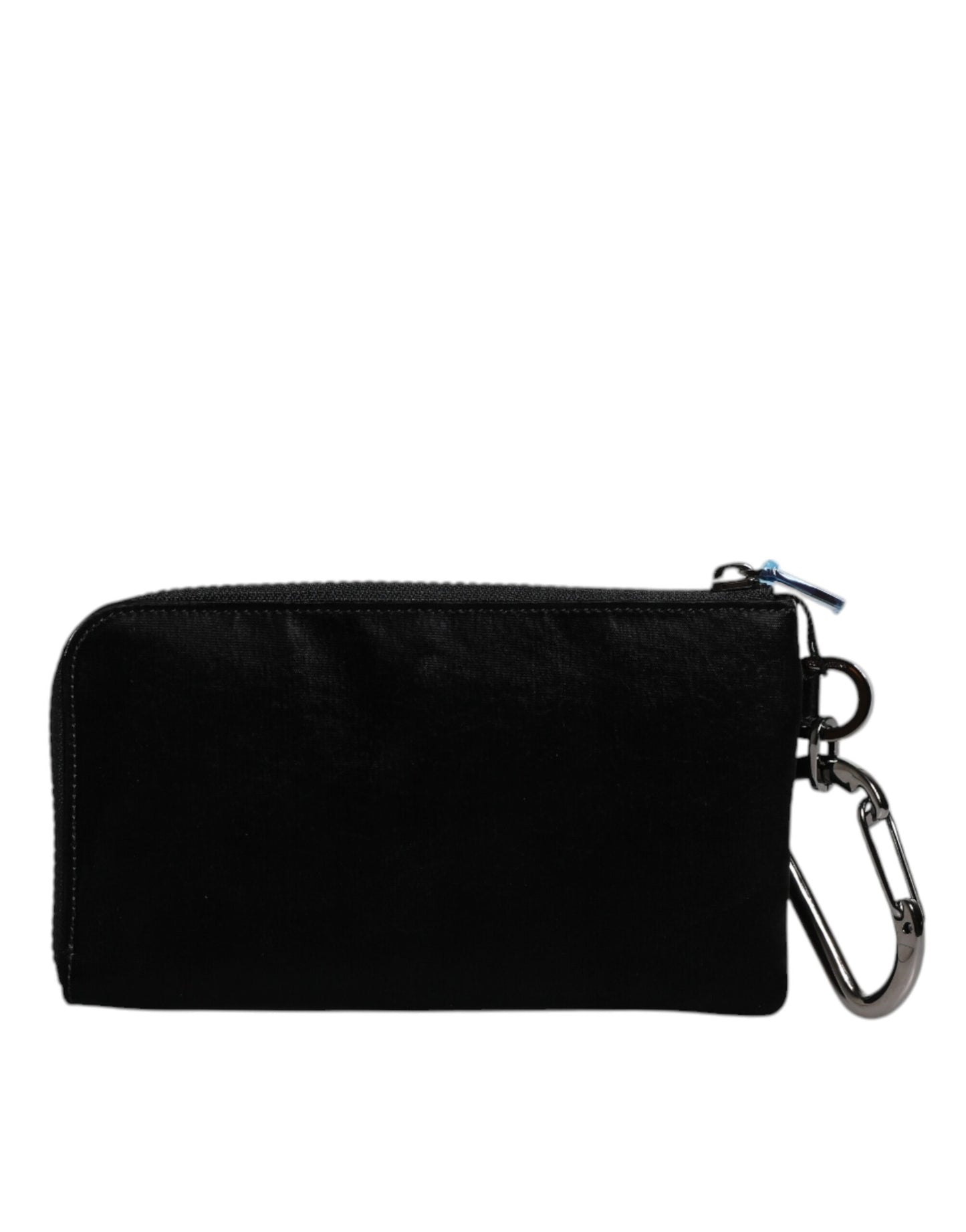 Dolce & Gabbana Schwarzes Nylon Logo Plaque Schlüsselanhänger Tasche Clutch