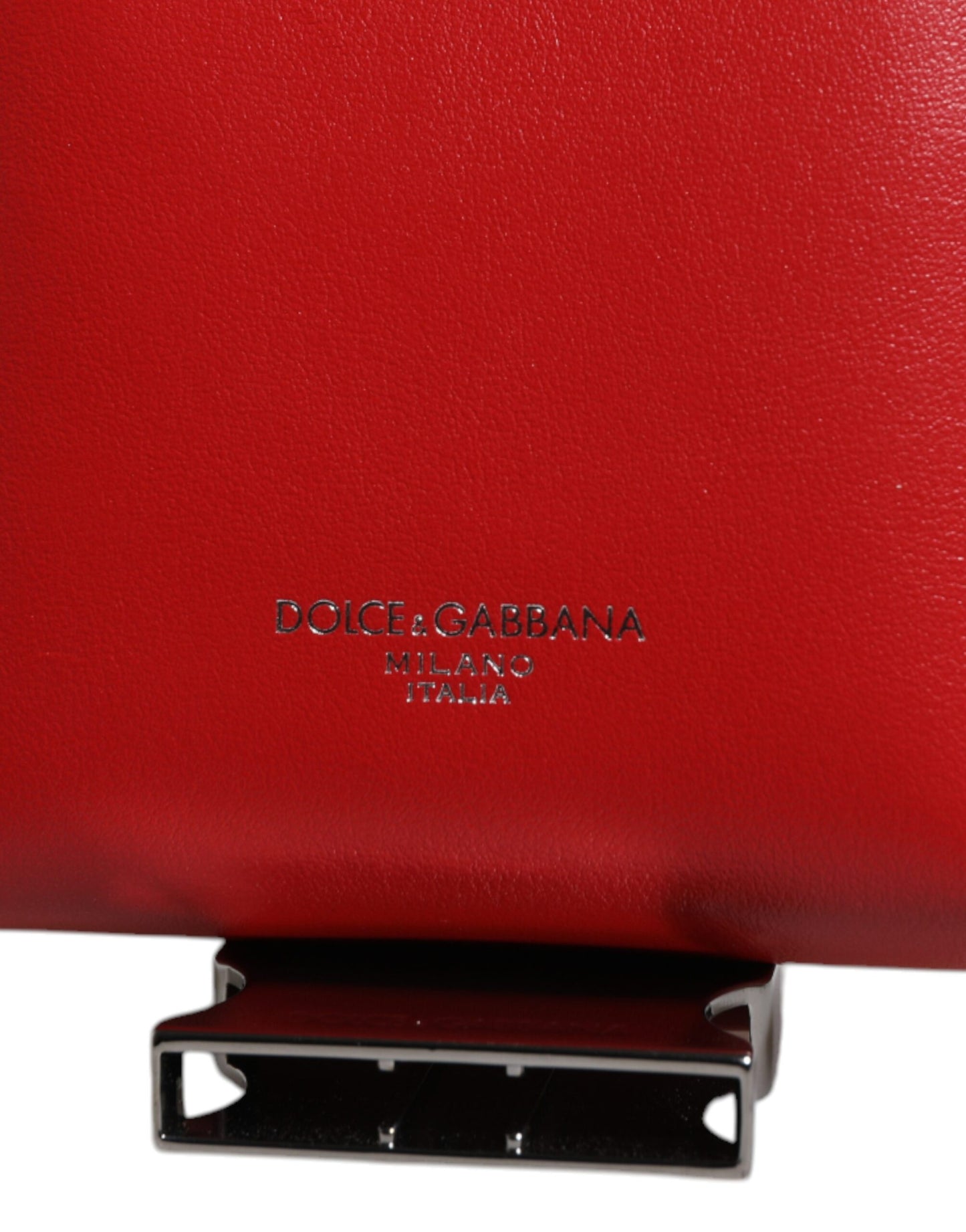 Dolce & Gabbana Rotes Leder Logo Zip um Kartenhalter Breite Riemen Brieftasche