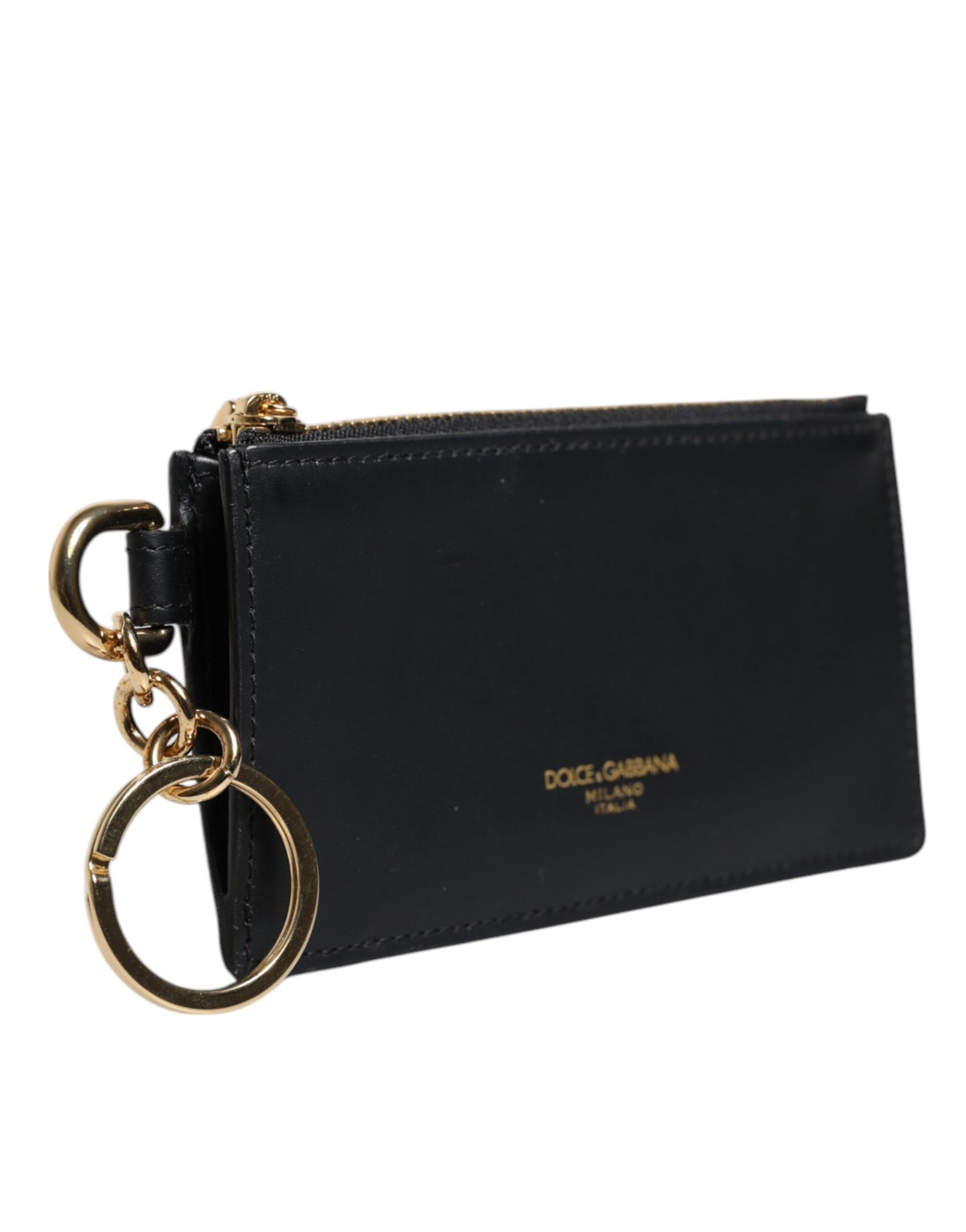 Dolce & Gabbana Schwarzes Kalbsleder DG Logo Kartenhalter Brieftasche