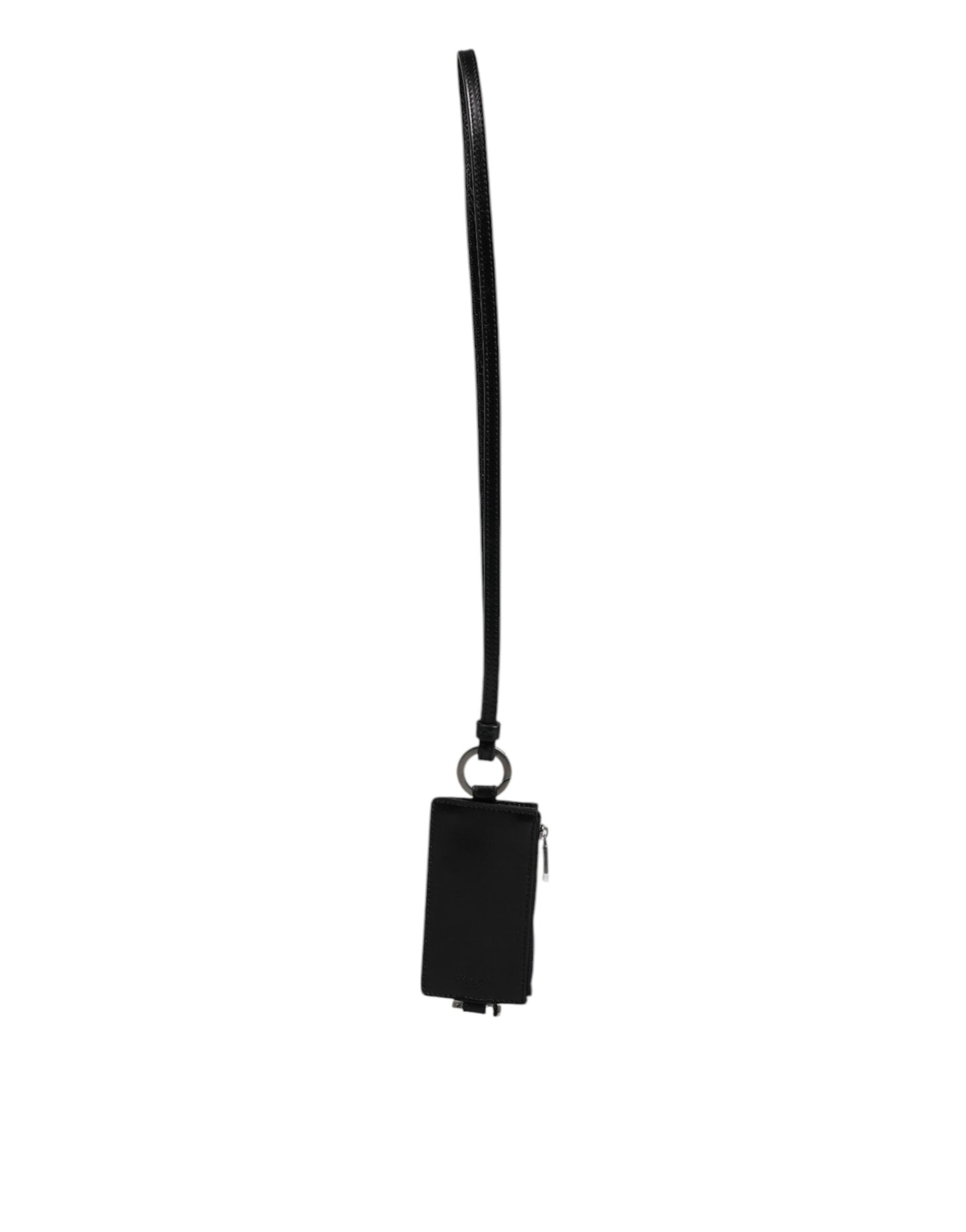 Dolce & Gabbana Schwarzes Pferd Leder Lanyard Logo Kartenhalter Brieftasche