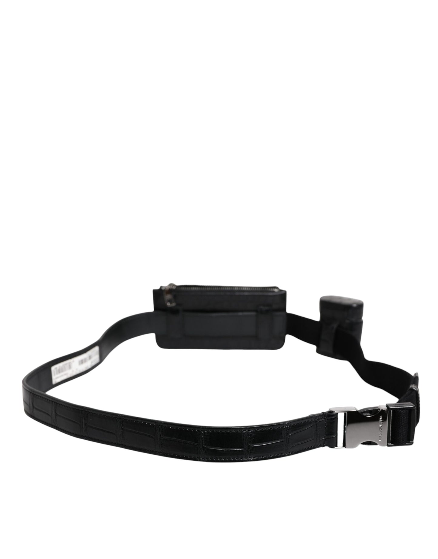 Dolce & Gabbana Schwarzes Alligatorleder Airpods Fall Münze Geldbeutel Brieftasche